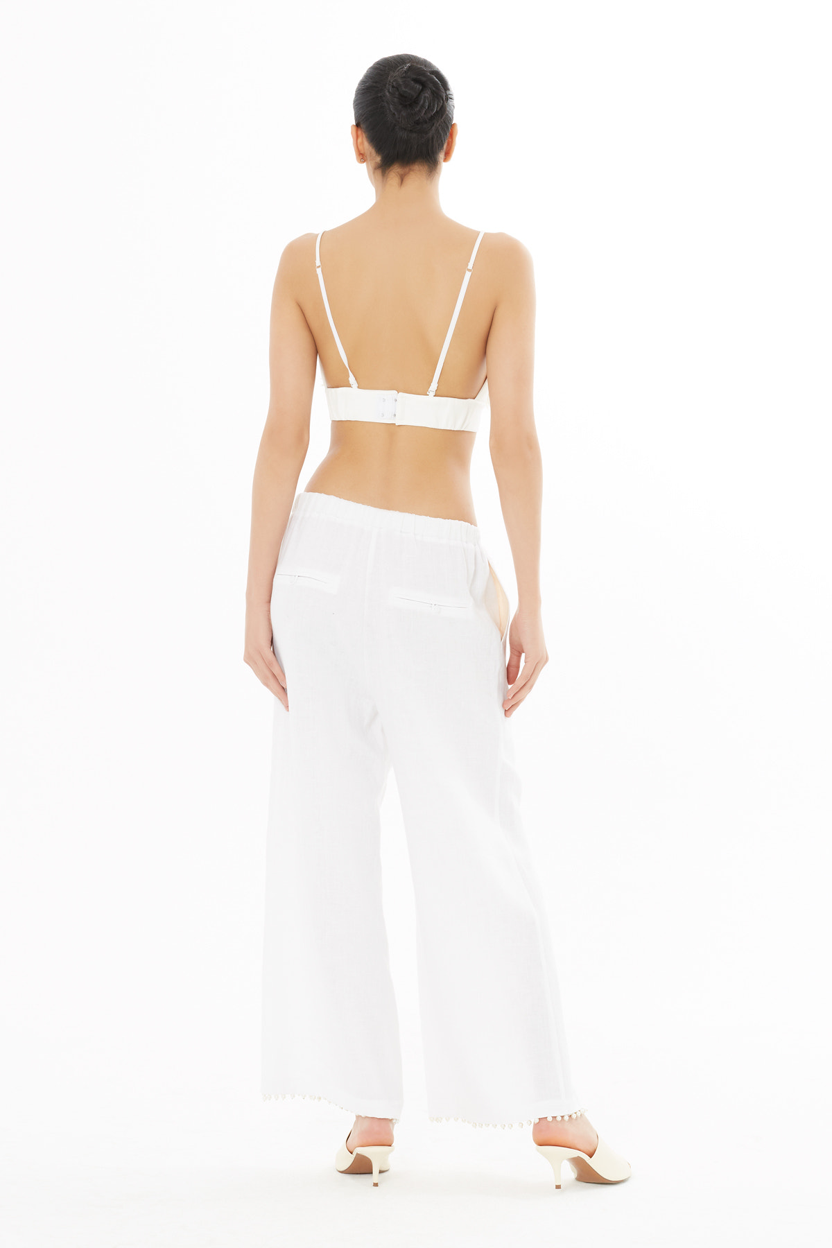 İnci İşleme Detaylı Keten Pantolon