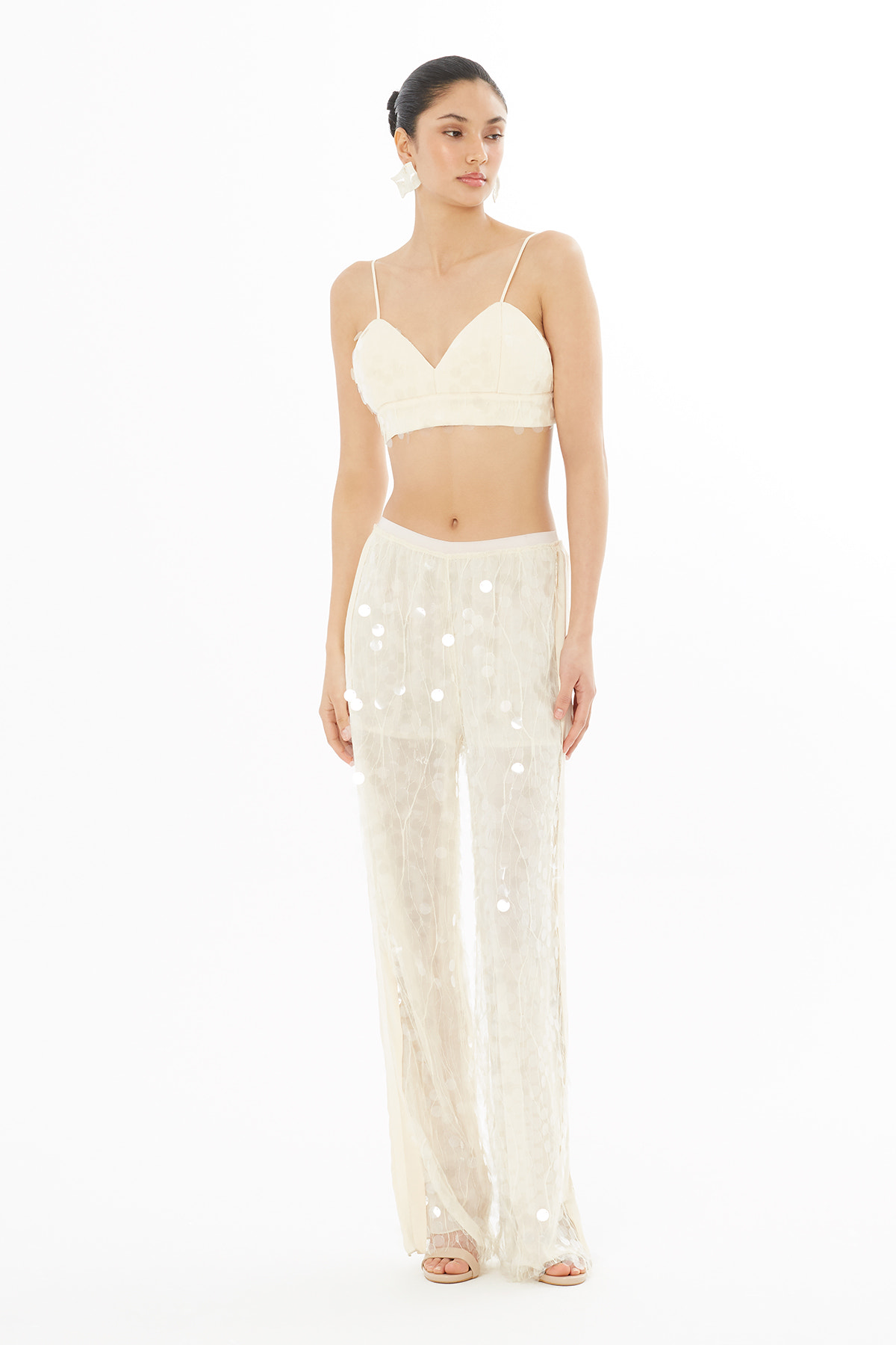 Önden Bağlamalı Payetli Bluz