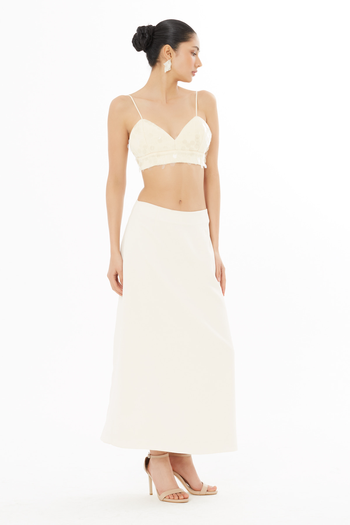 Arkası Pensli Midi Boy Etek