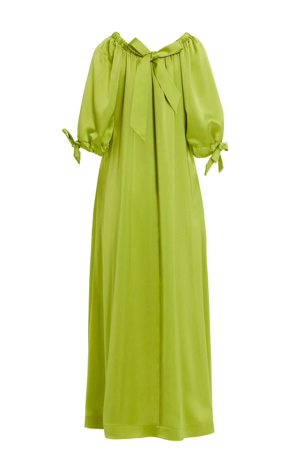 Yakası Lastikli Boncuk İşlemeli Astarlı Maxi Elbise