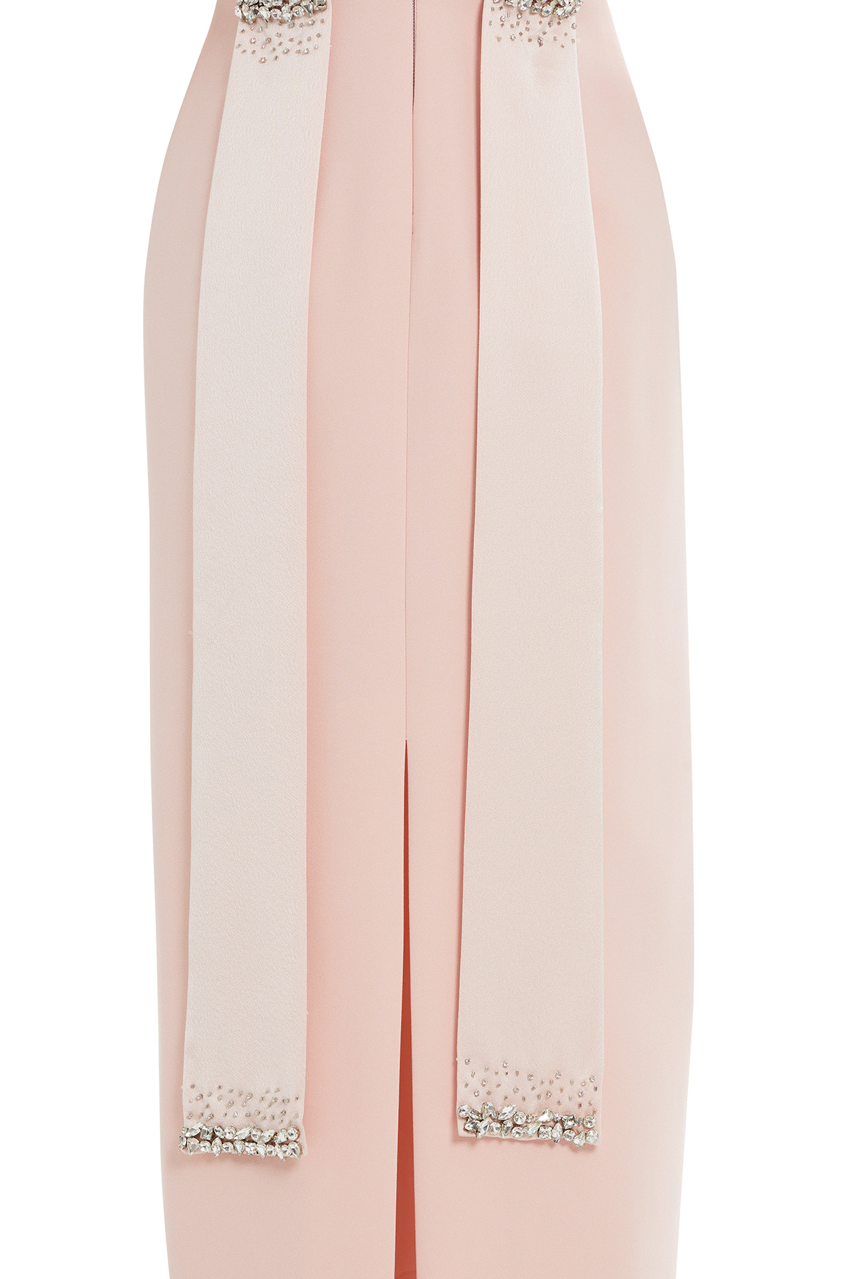 Dantel Detaylı Seyyar Kuşaklı Pembe Uzun Elbise