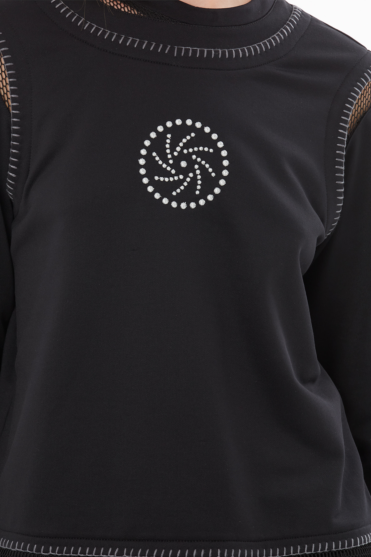 Dikiş Detaylı Transparn Nakışlı Sweatshirt