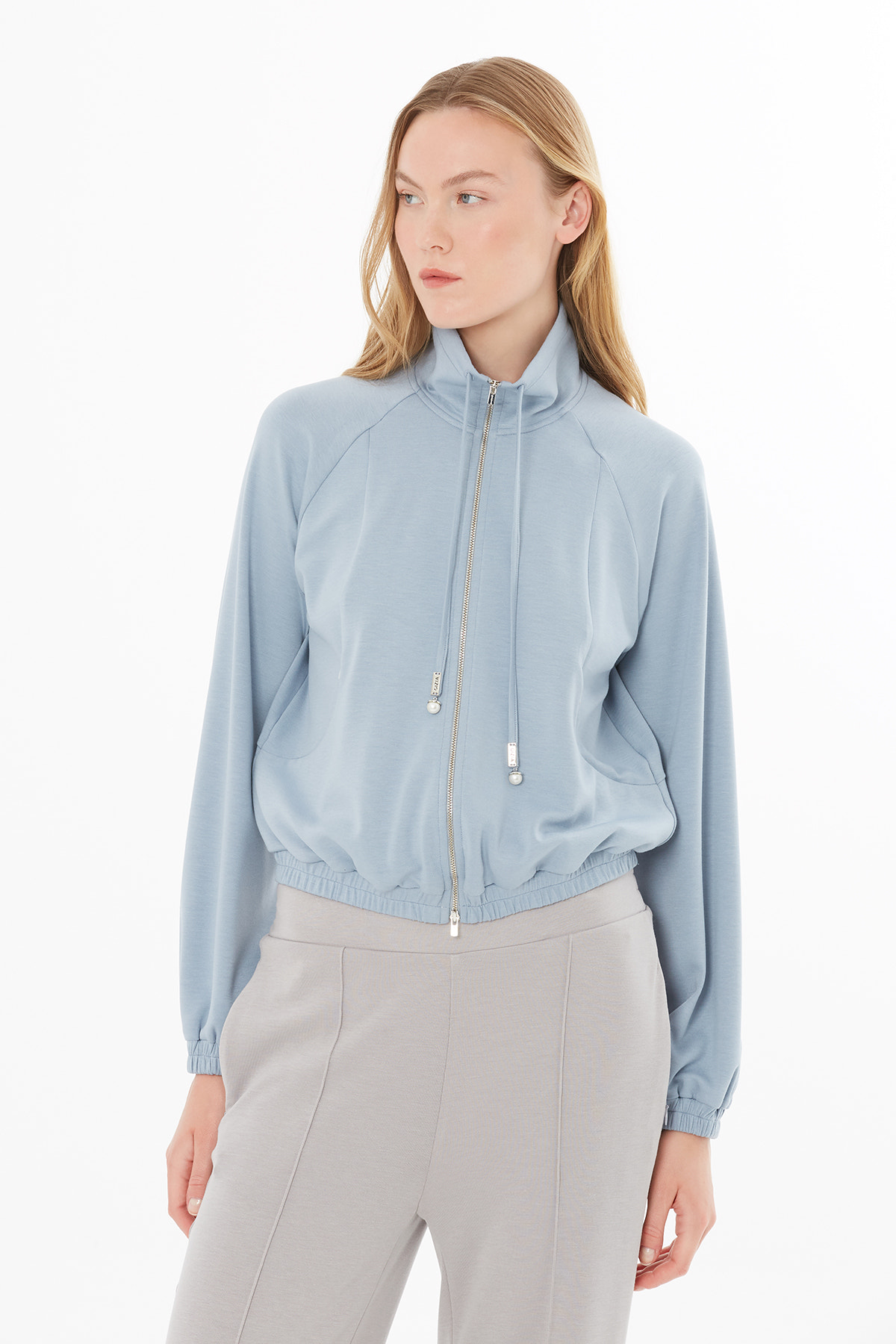 Ön Orta Fermuarlı Eşofman Sweatshirt