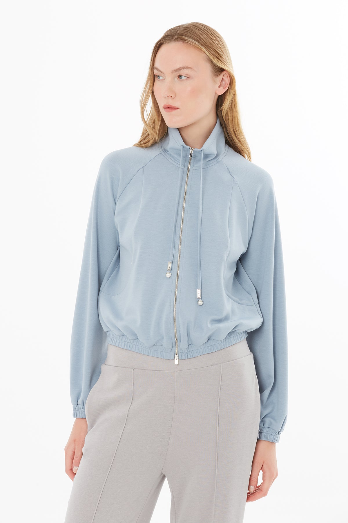 Ön Orta Fermuarlı Eşofman Sweatshirt