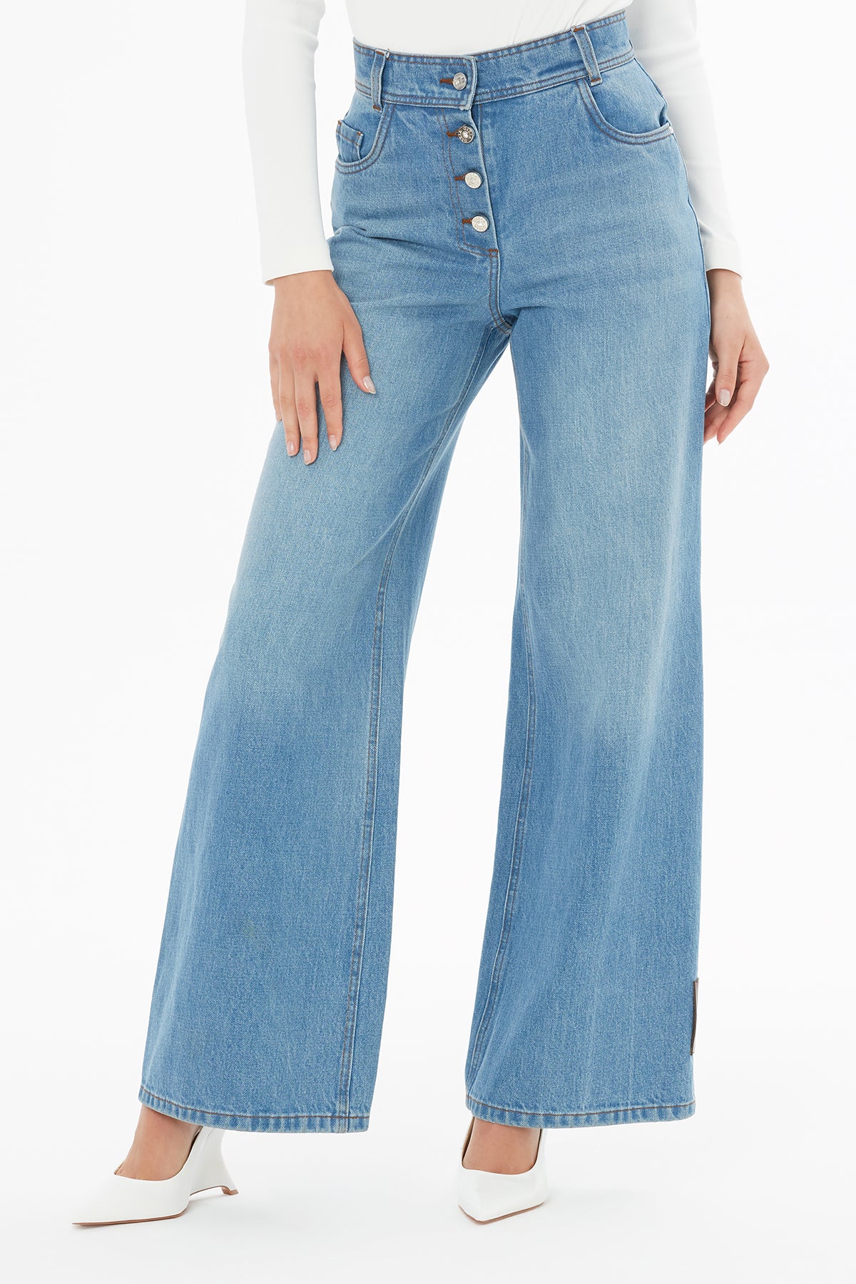 Jagron Detaylı Cebi Nakış Detaylı Bol Paça Jean