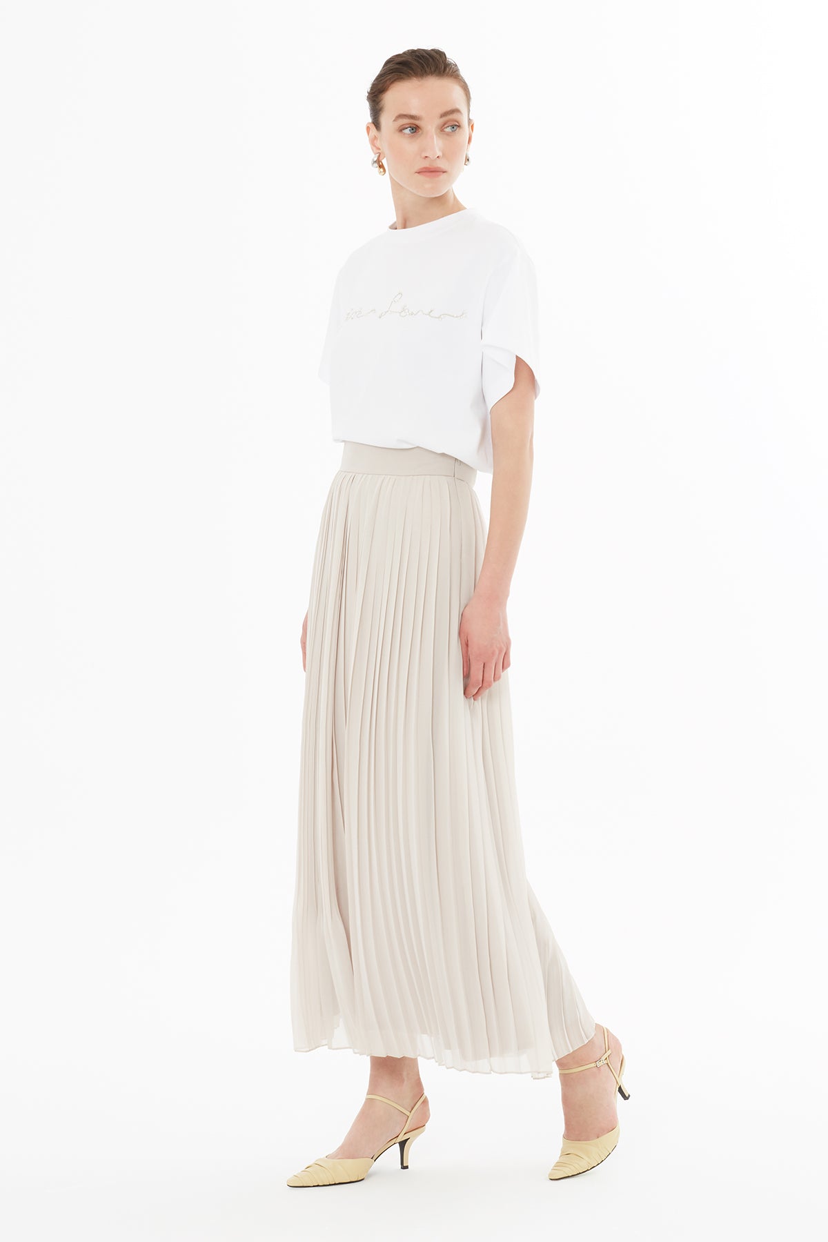 Pilise Detaylı Şifon Etek