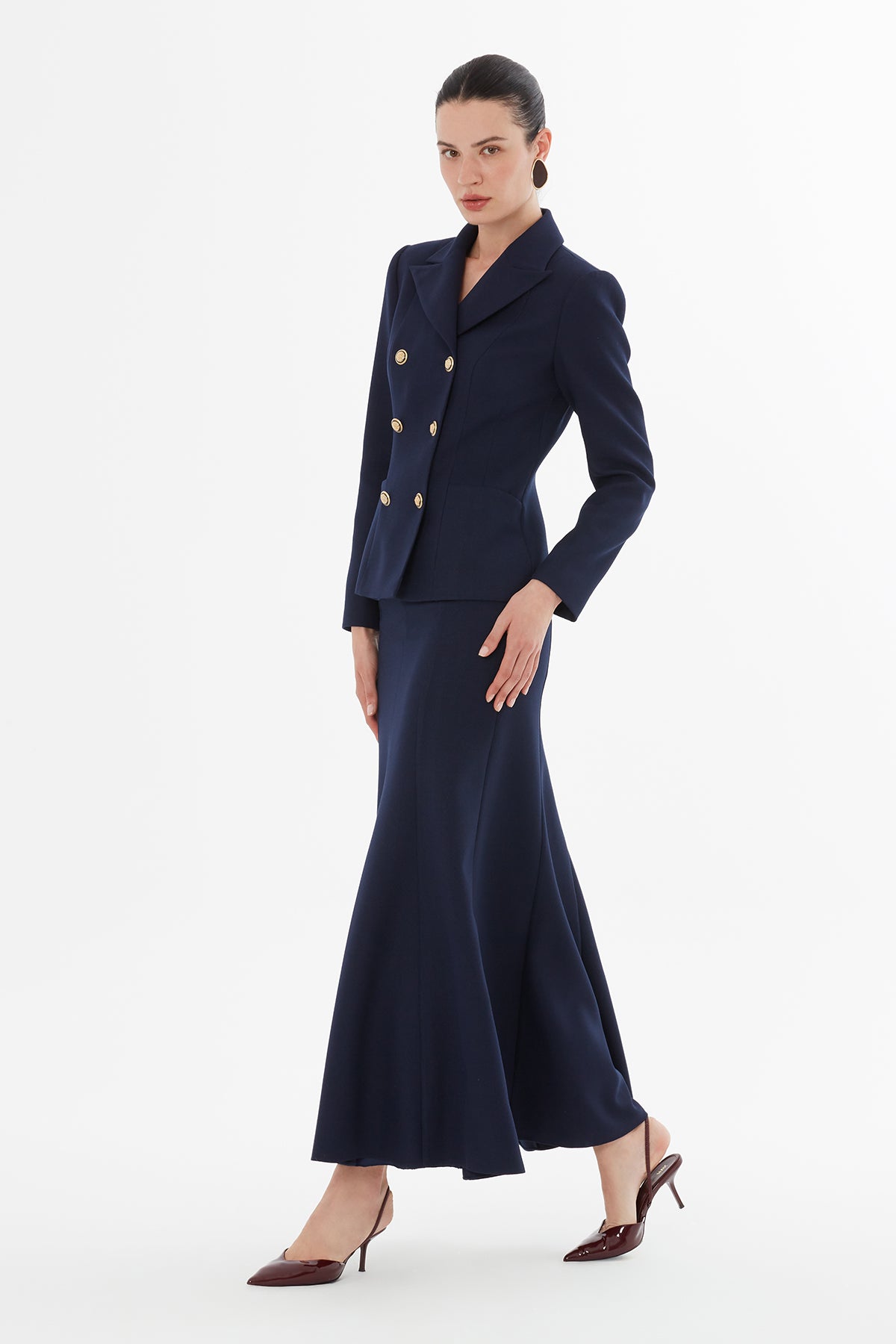 Düğme Kapamalı Ceket Ve Pileli Etekli  Takım