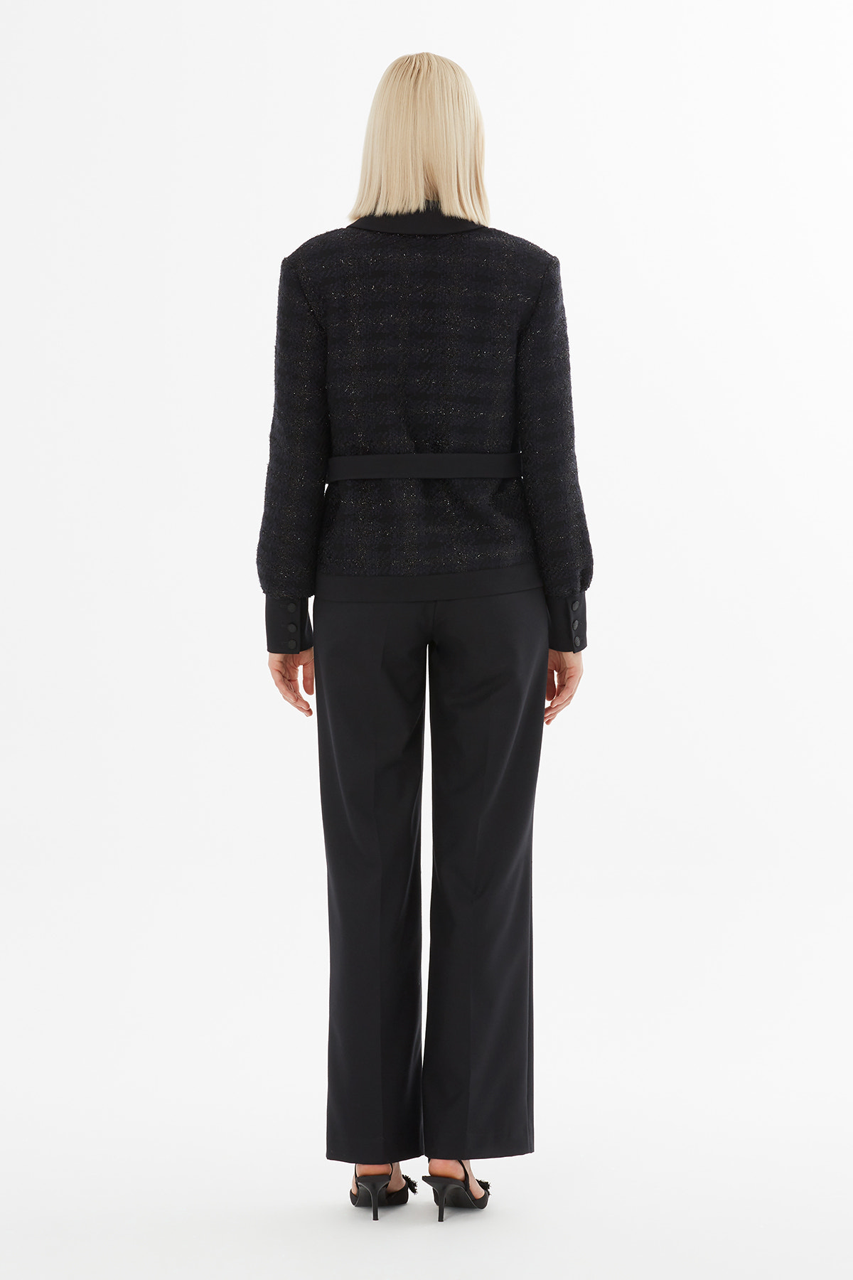 Arma Düğmeli Bol Pantolonlu Takım