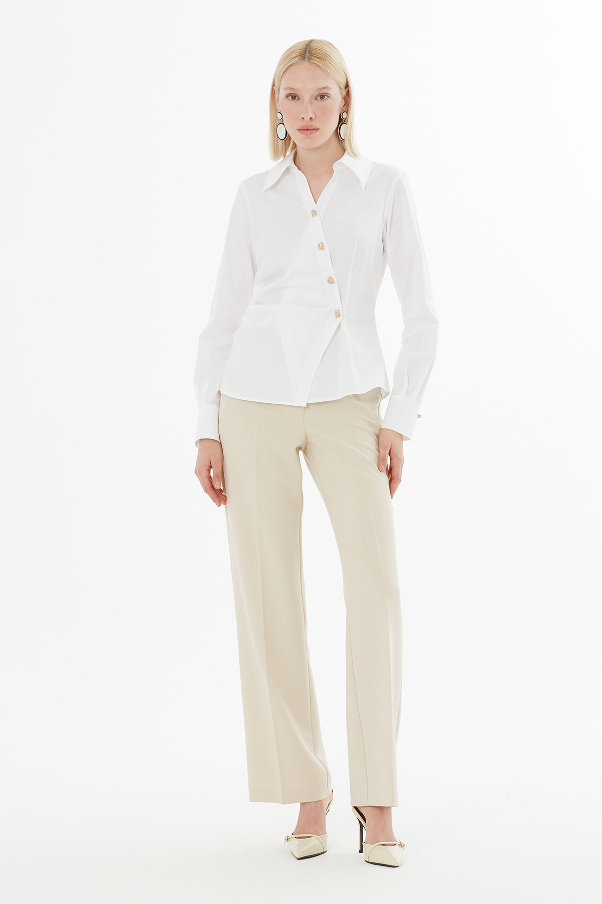 Belden Büzgülü Kruvaze Kapama Gömlek