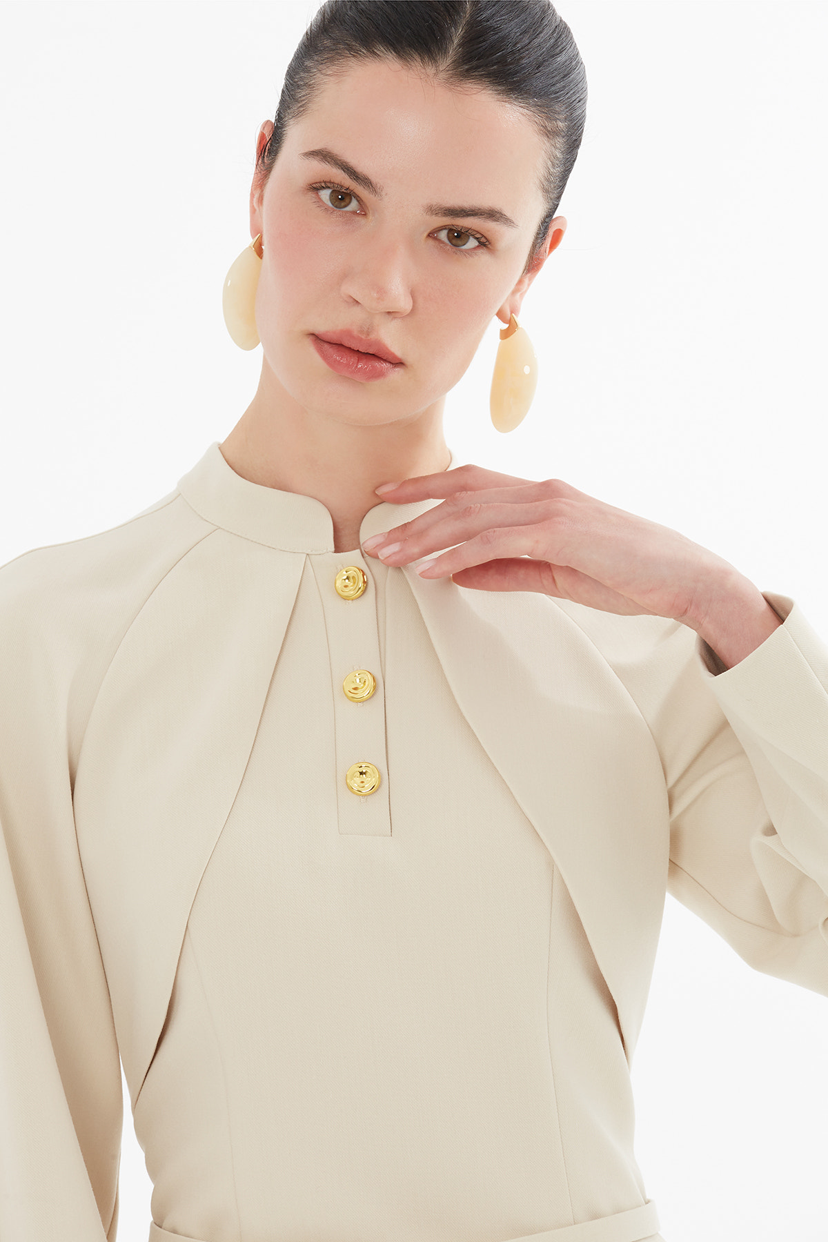 Bolero Görünümlü Kemerli Midi Boy Elbise