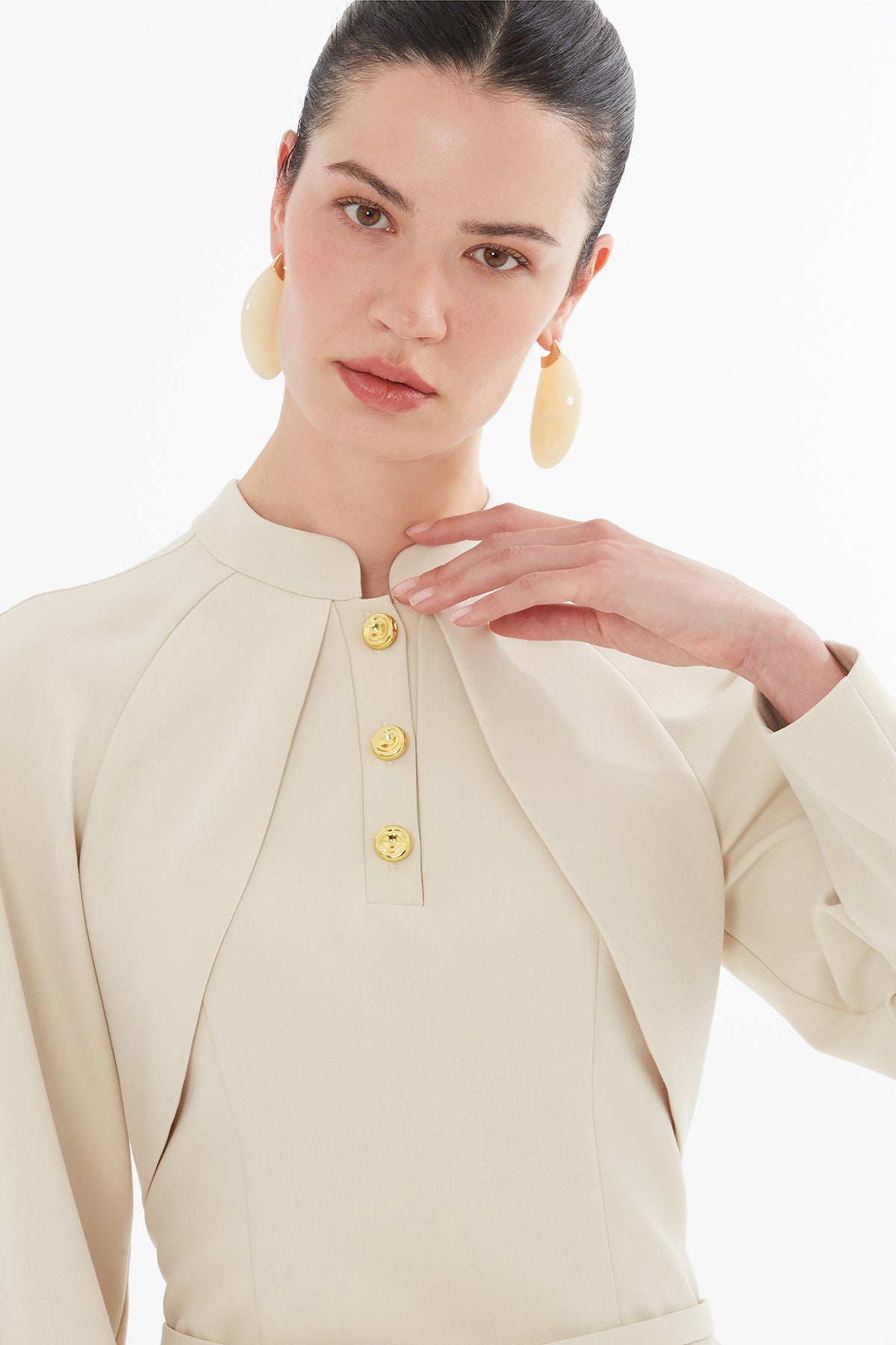 Bolero Görünümlü Kemerli Midi Boy Elbise