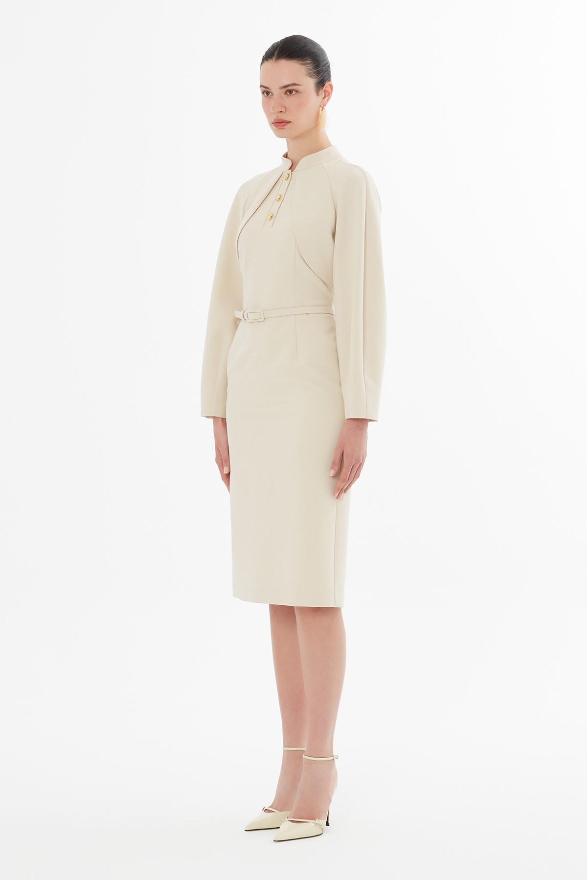 Bolero Görünümlü Kemerli Midi Boy Elbise