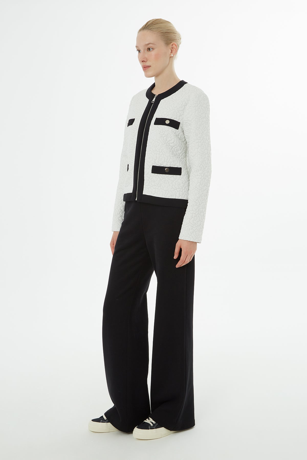 Çiçek Desenli Ceket Beli Lastikli Eşofman Takımı