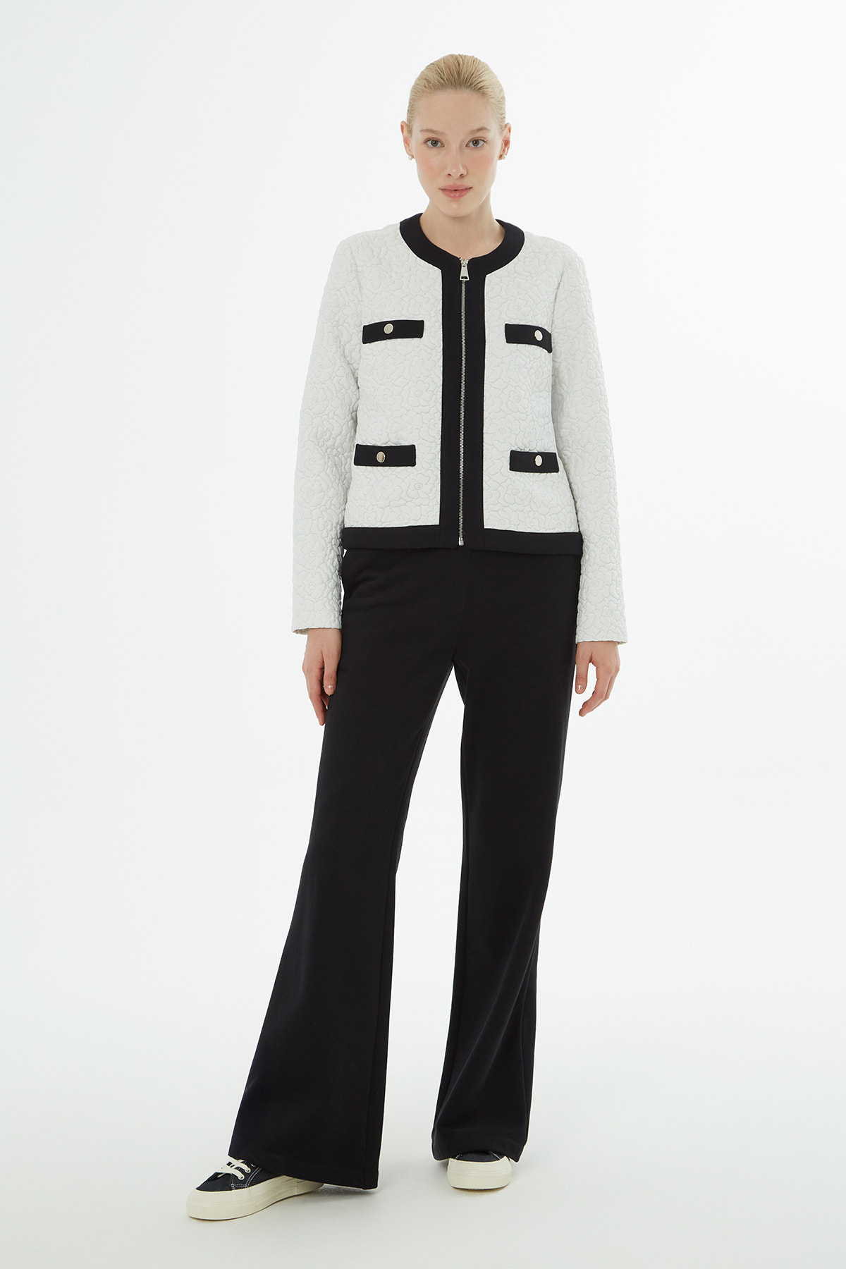 Çiçek Desenli Ceket Beli Lastikli Eşofman Takımı