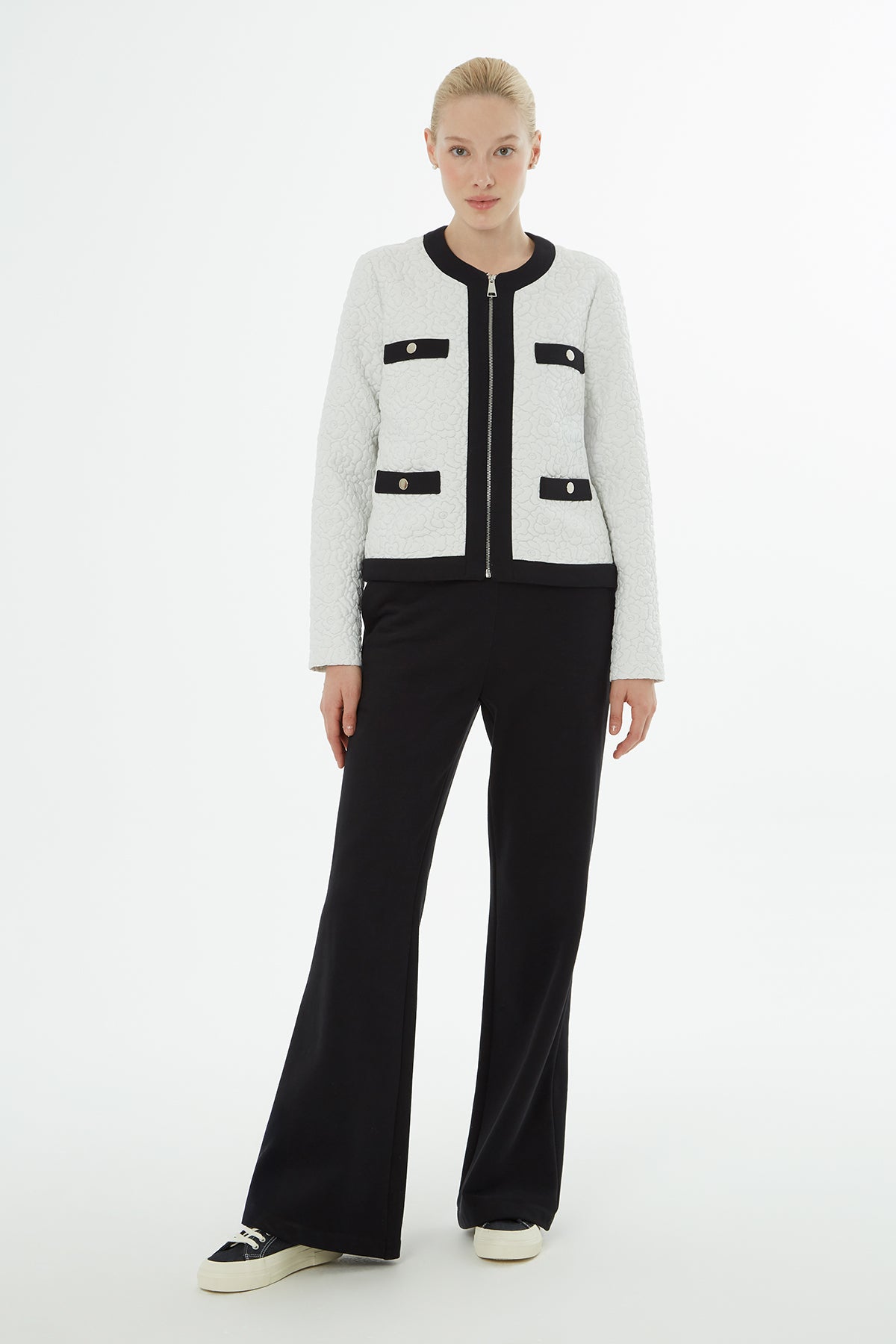 Çiçek Desenli Ceket Beli Lastikli Eşofman Takımı