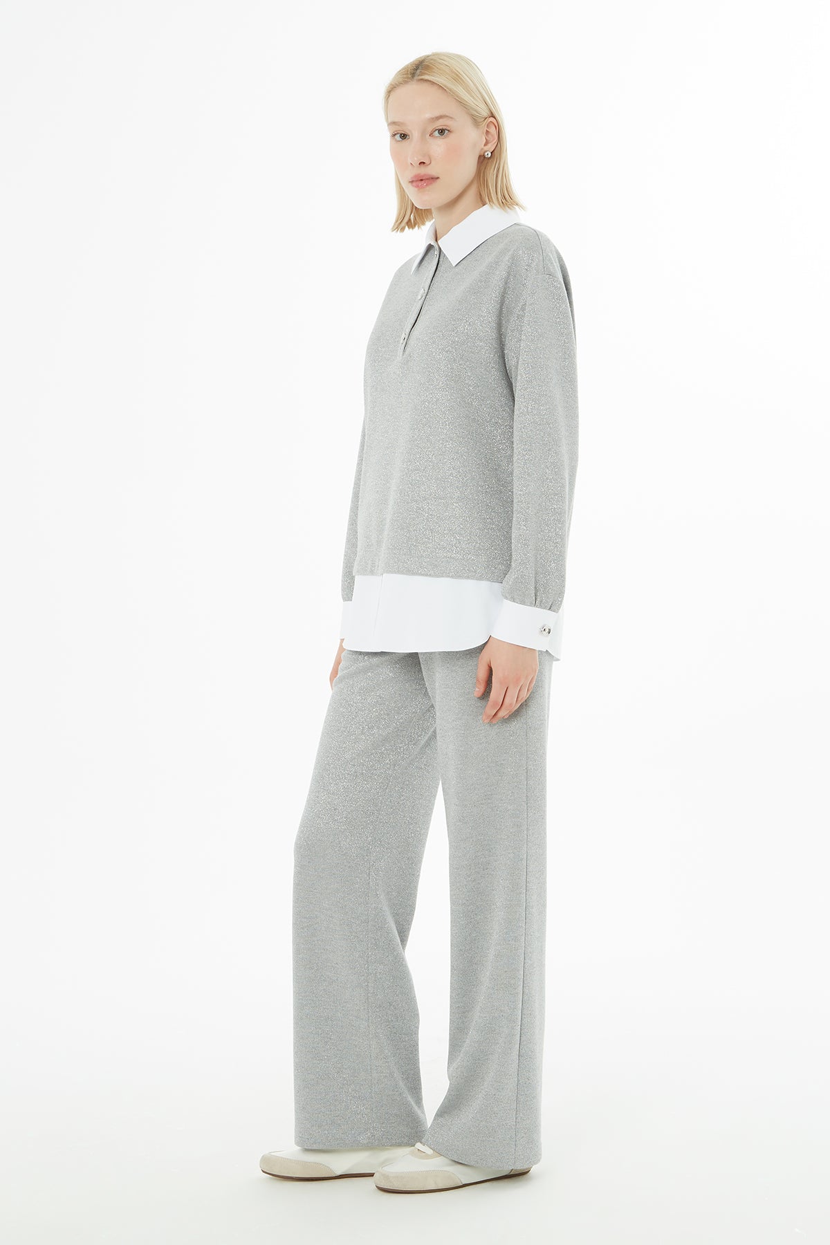 Gömlek Görünümlü Simli Takım