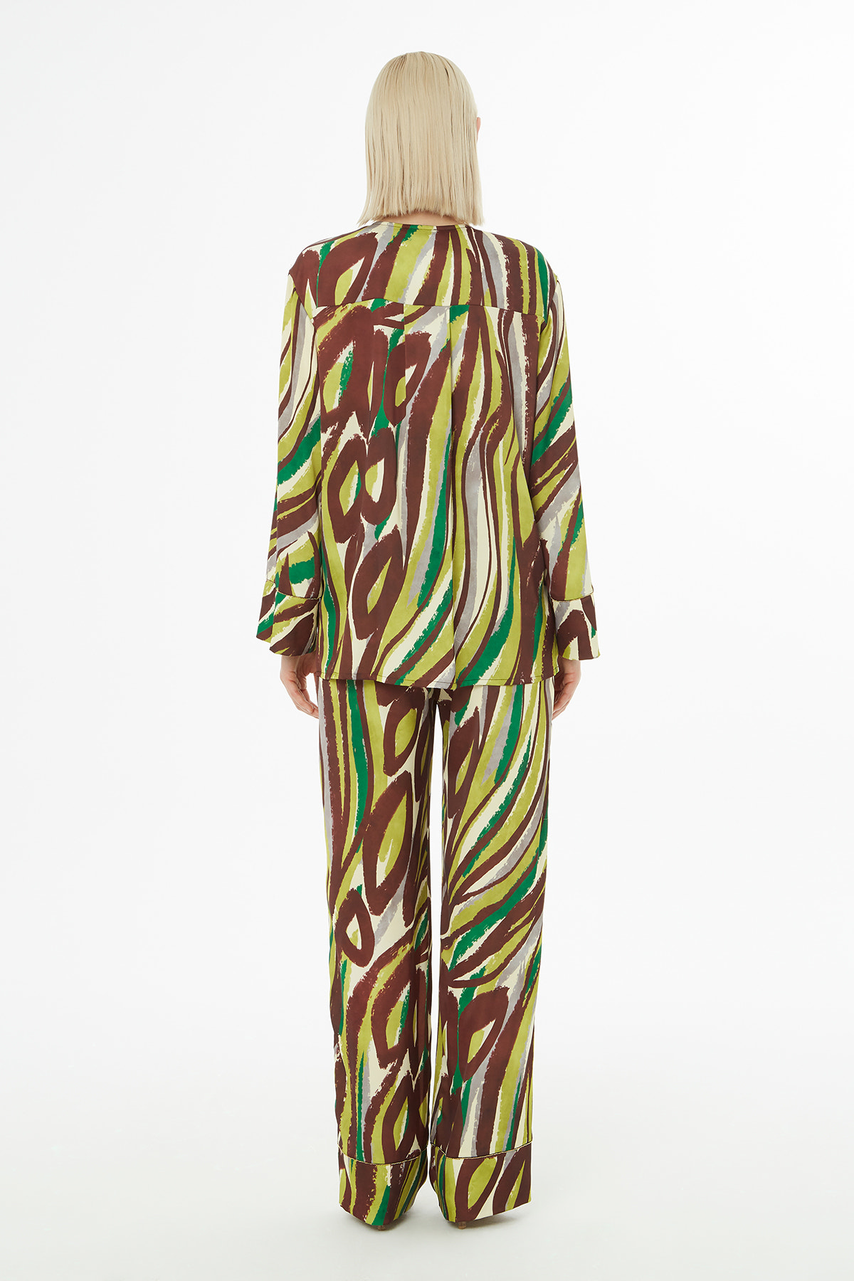 Alloever Desenli Bluz Ve Pantolonlu Takım