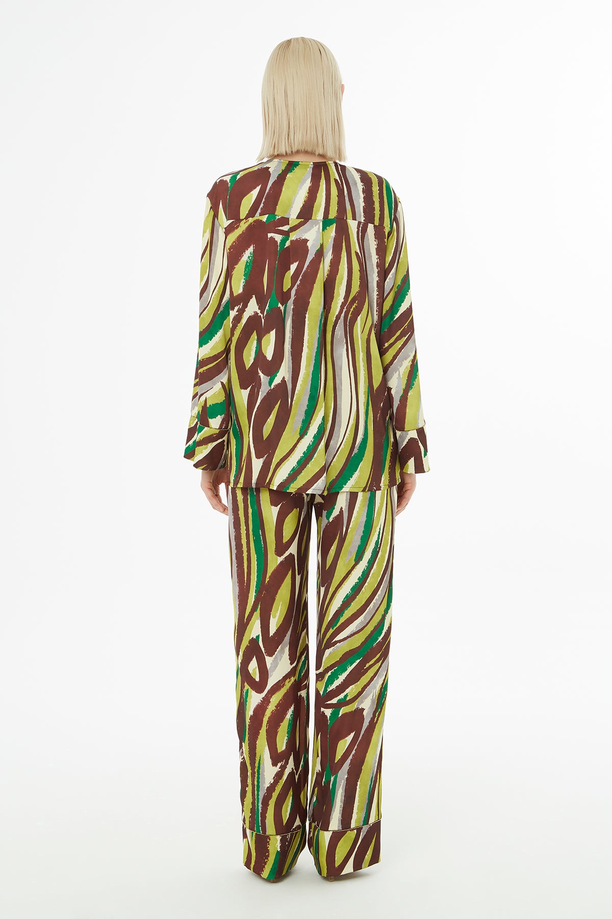 Alloever Desenli Bluz Ve Pantolonlu Takım