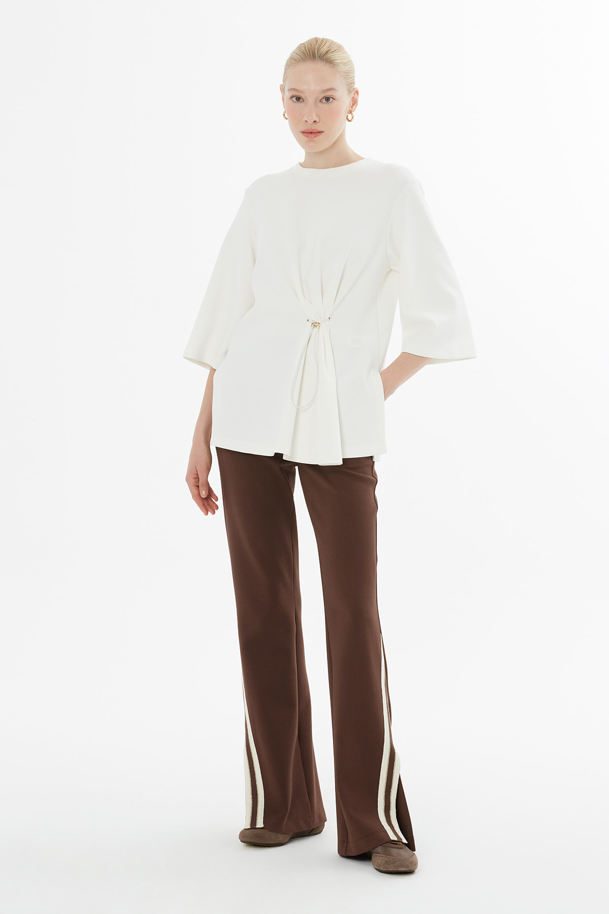 Belde Büzgü Detaylı Truvakar Kol Bluz