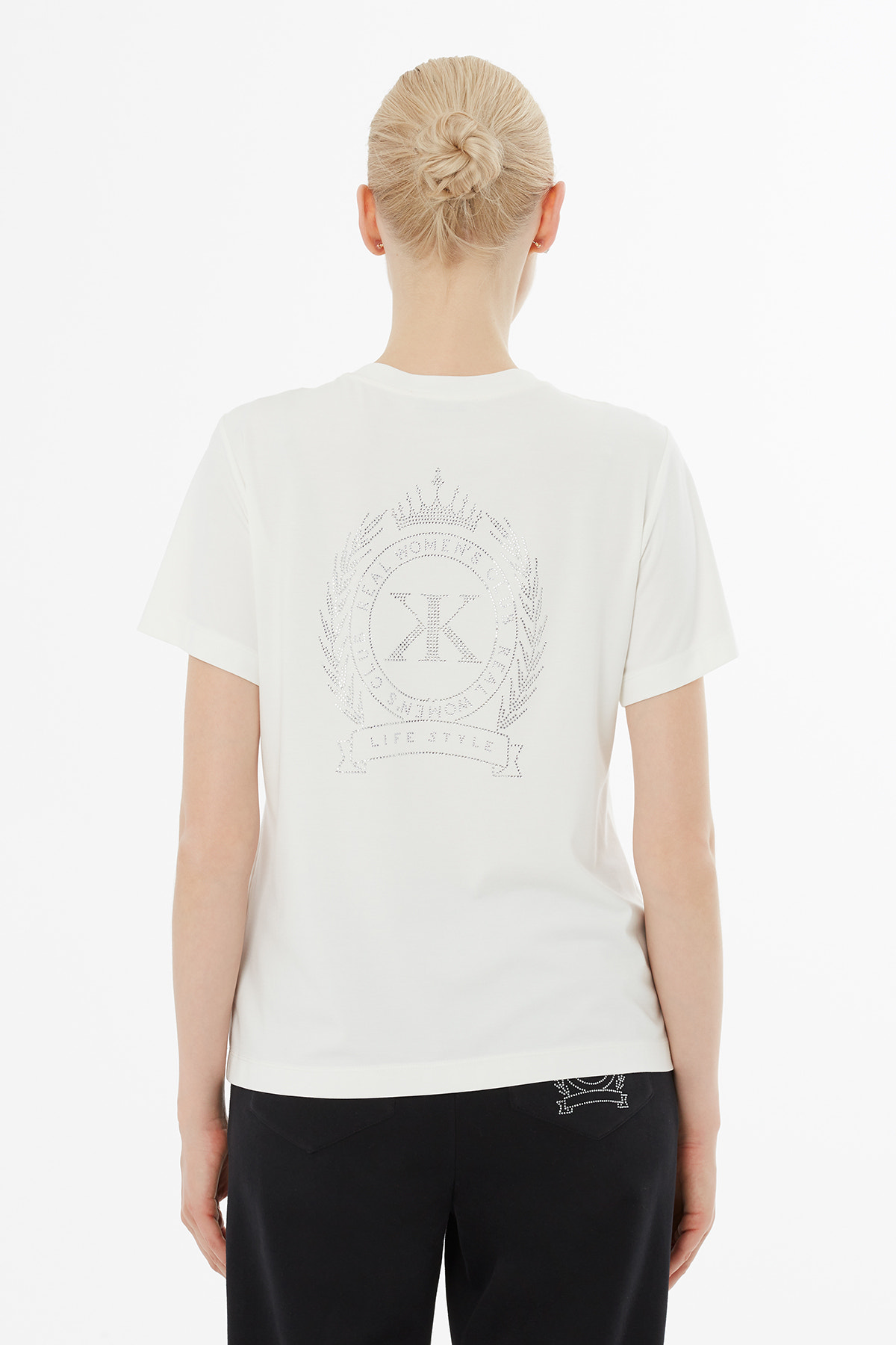 Önü Fermuarlı Arkada Baskılı T-Shirt