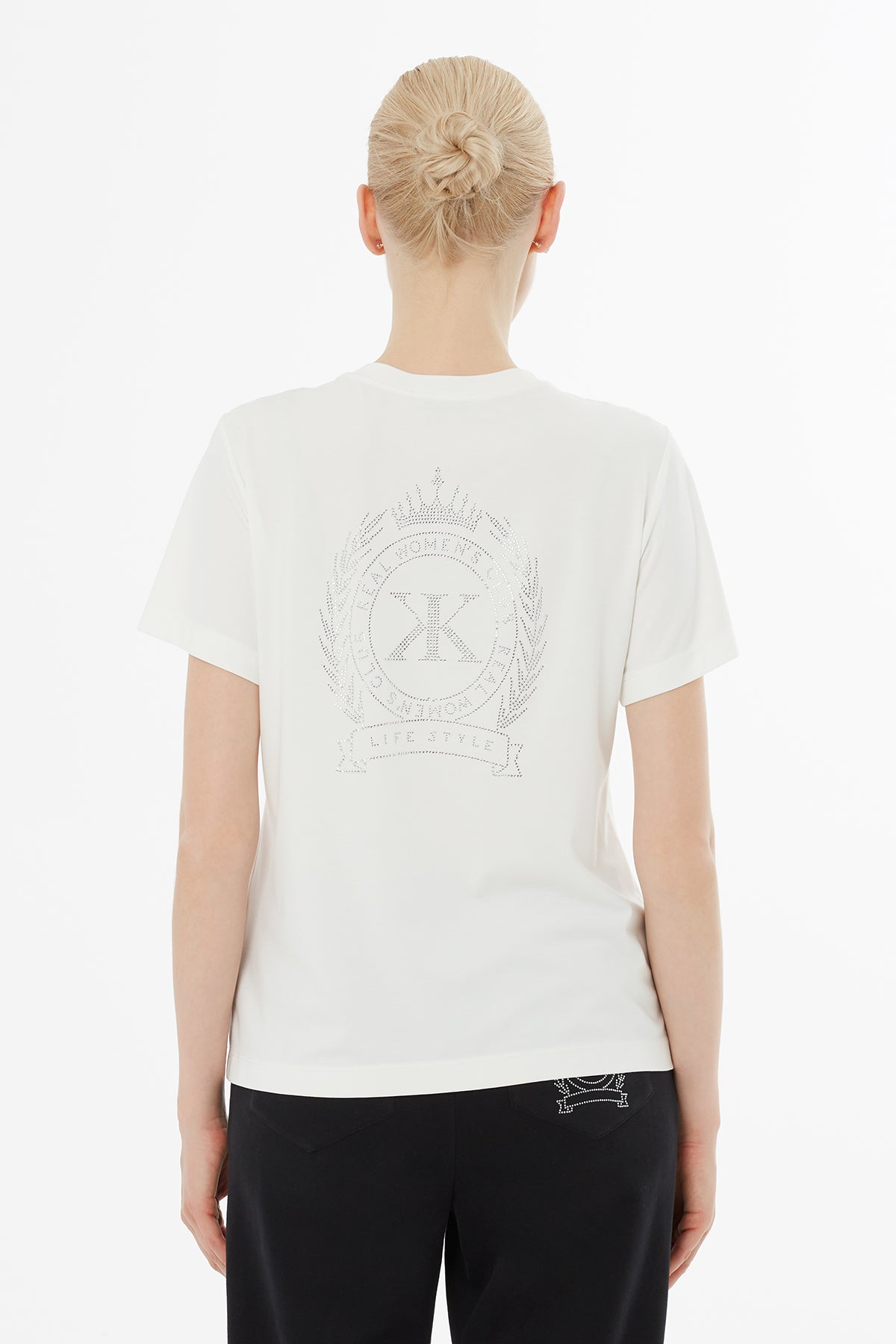 Önü Fermuarlı Arkada Baskılı Bluz