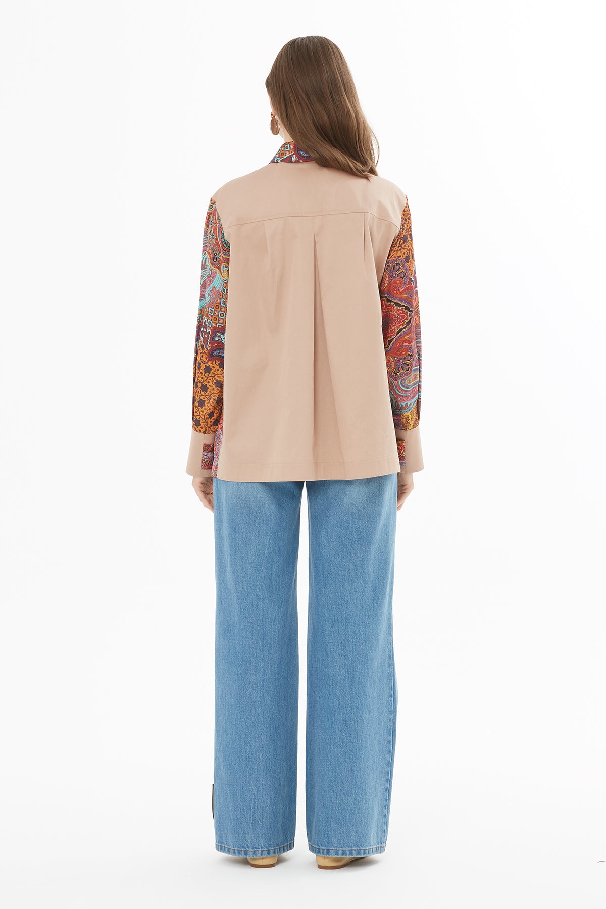 Gömlek Yakalı Arkası Pile Detaylı Gömlek