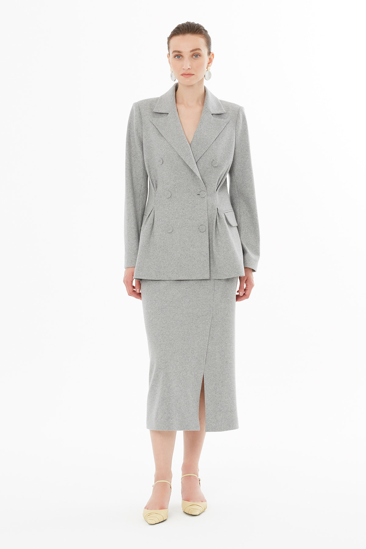 Erkek Yakalı Kruvaze Düğme Kapamalı Ceket