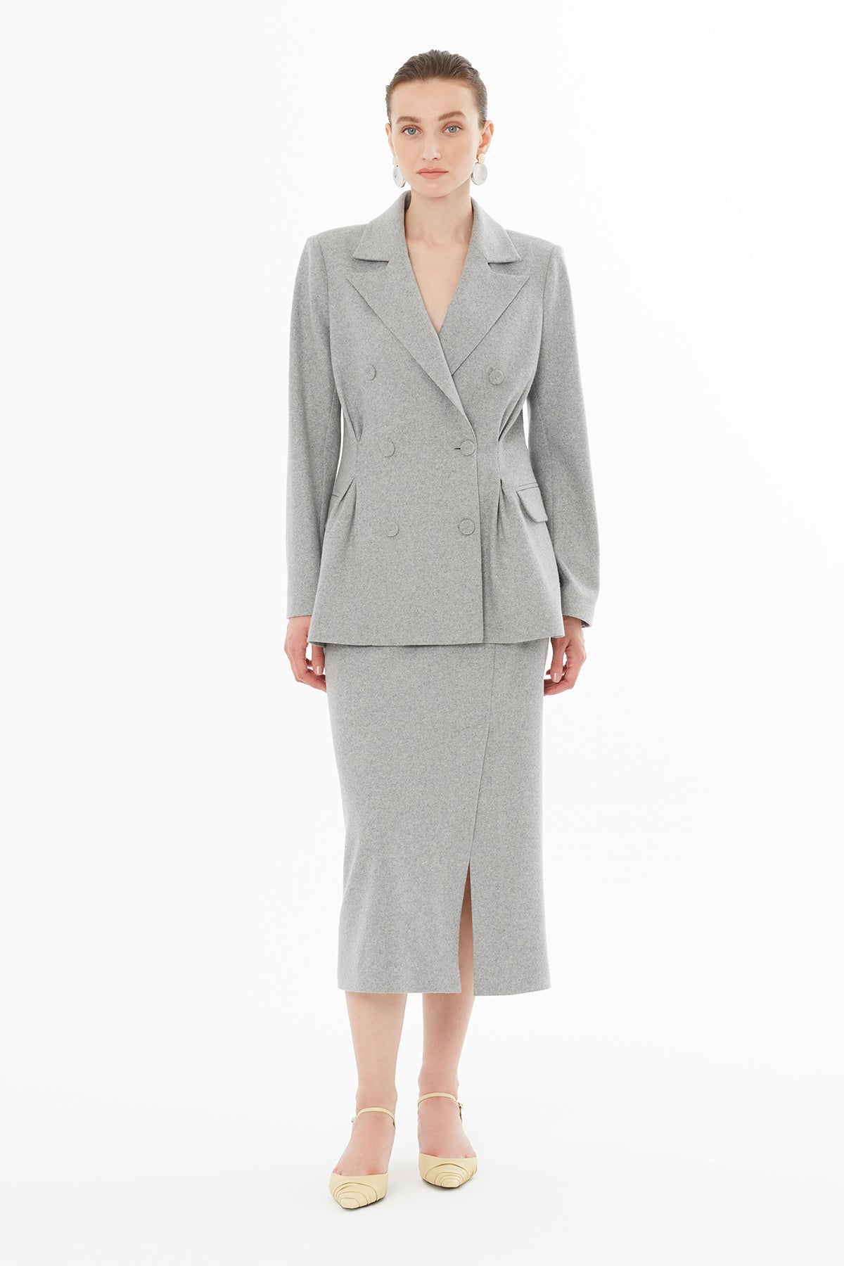 Erkek Yakalı Kruvaze Düğme Kapamalı Ceket