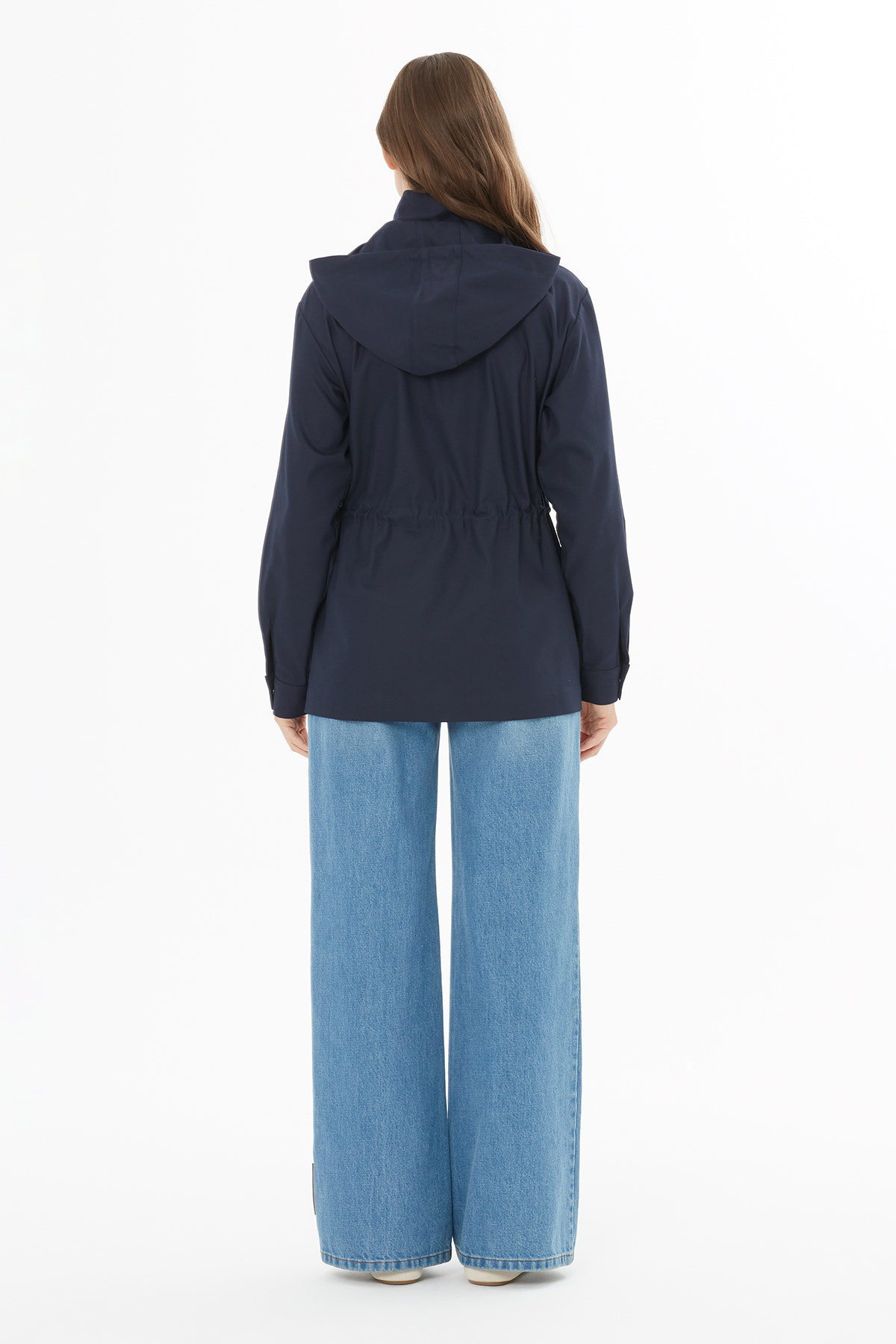 Kapüşon Yaka Belden Kordonlu Ceket