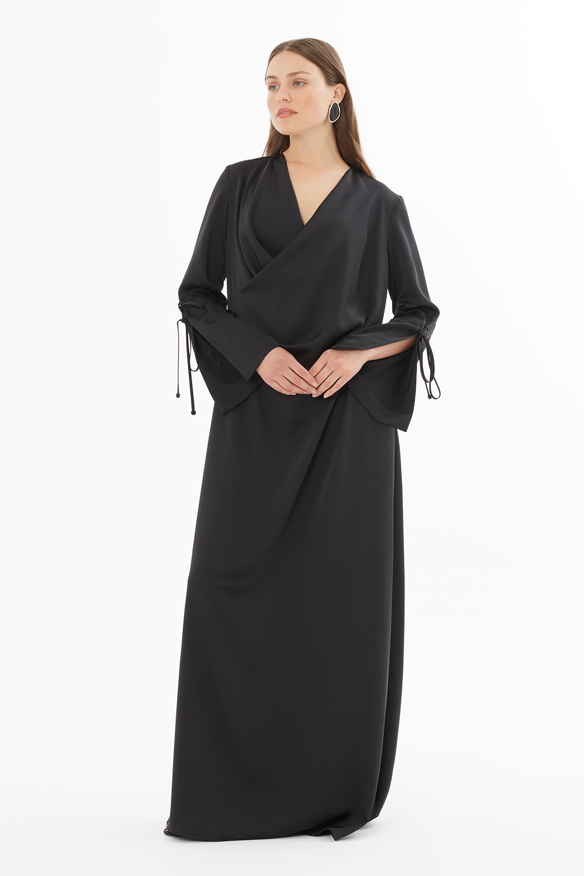 Degaje Yaka Uzun Kol Elbise