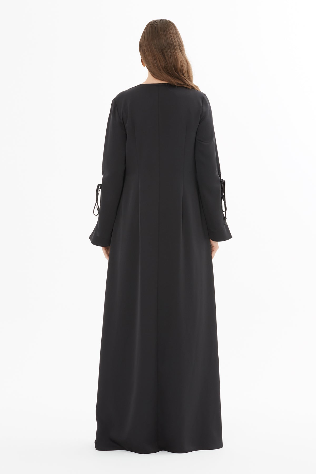 Degaje Yaka Uzun Kol Uzun Elbise