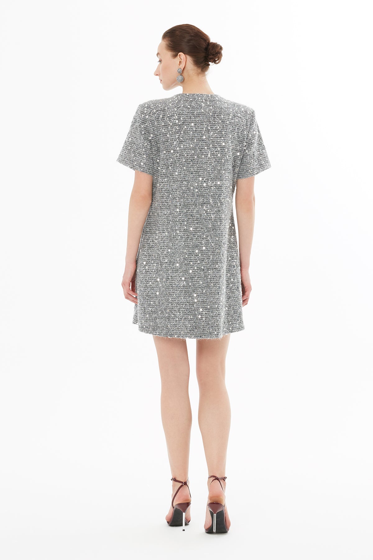 Yuvarlak Yaka Düğme Kapamalı Kısa Kollu Elbise