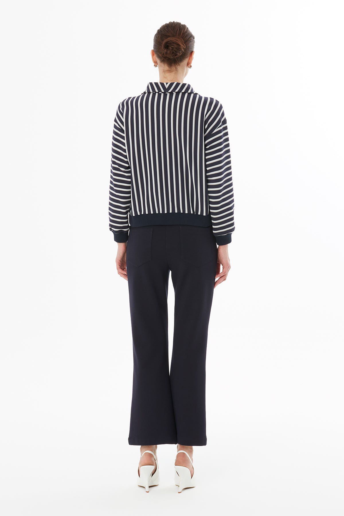 Gömlek Yakalı Fermuarlı Cep Detaylı Bluz