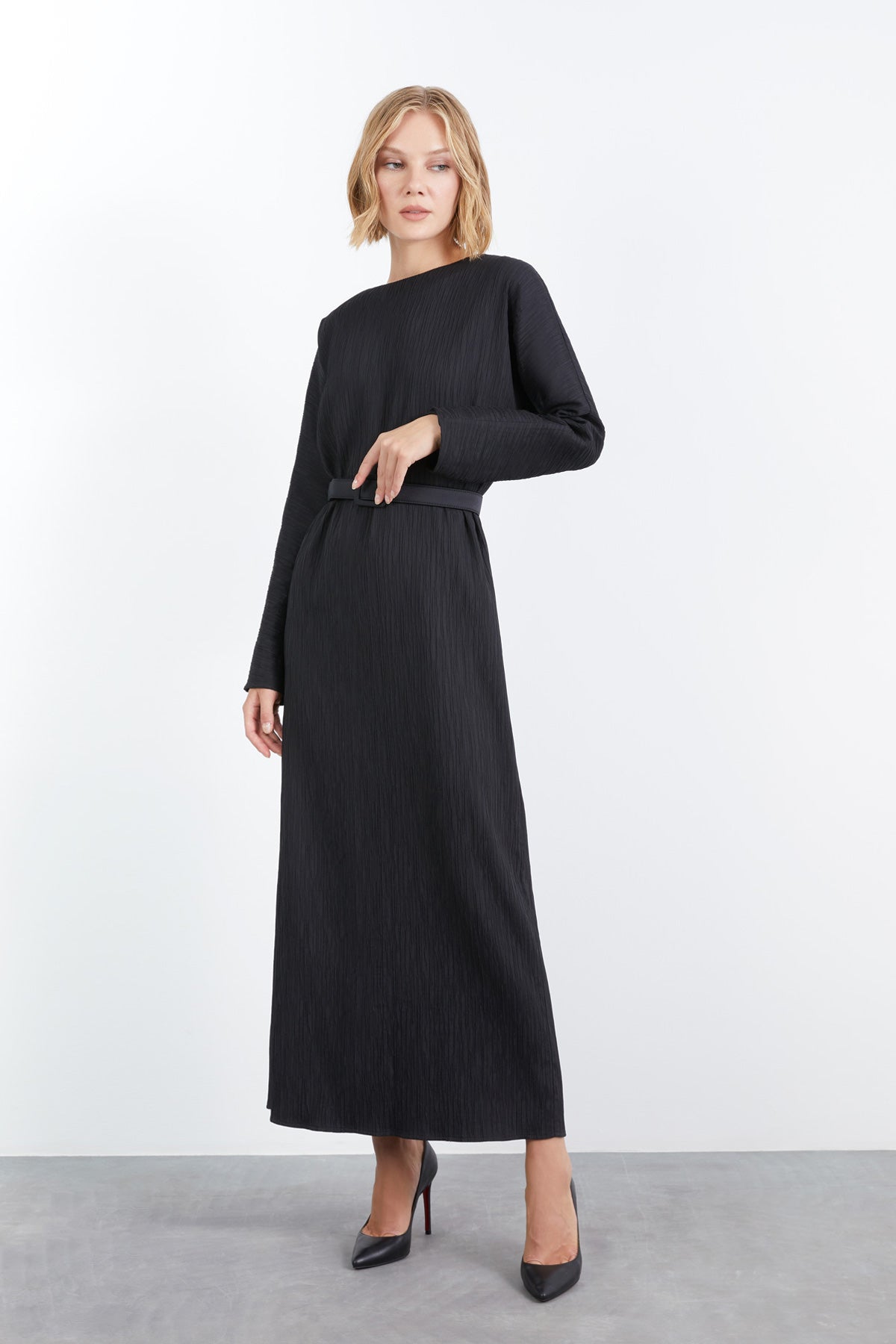 Maxi Boy Arkası Yırtmaçlı Elbise