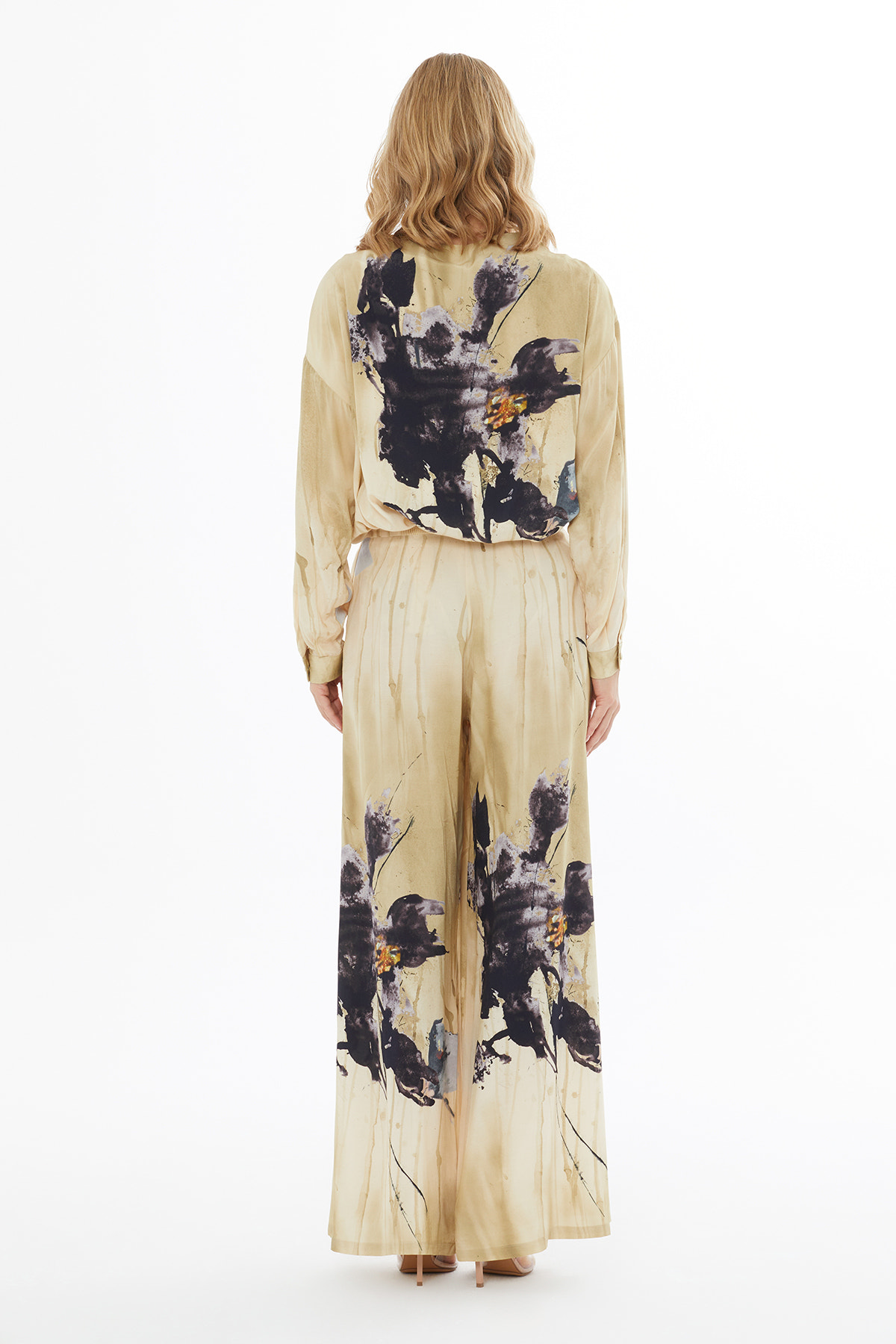 Desenli Yandan Fermuarlı Pantolon