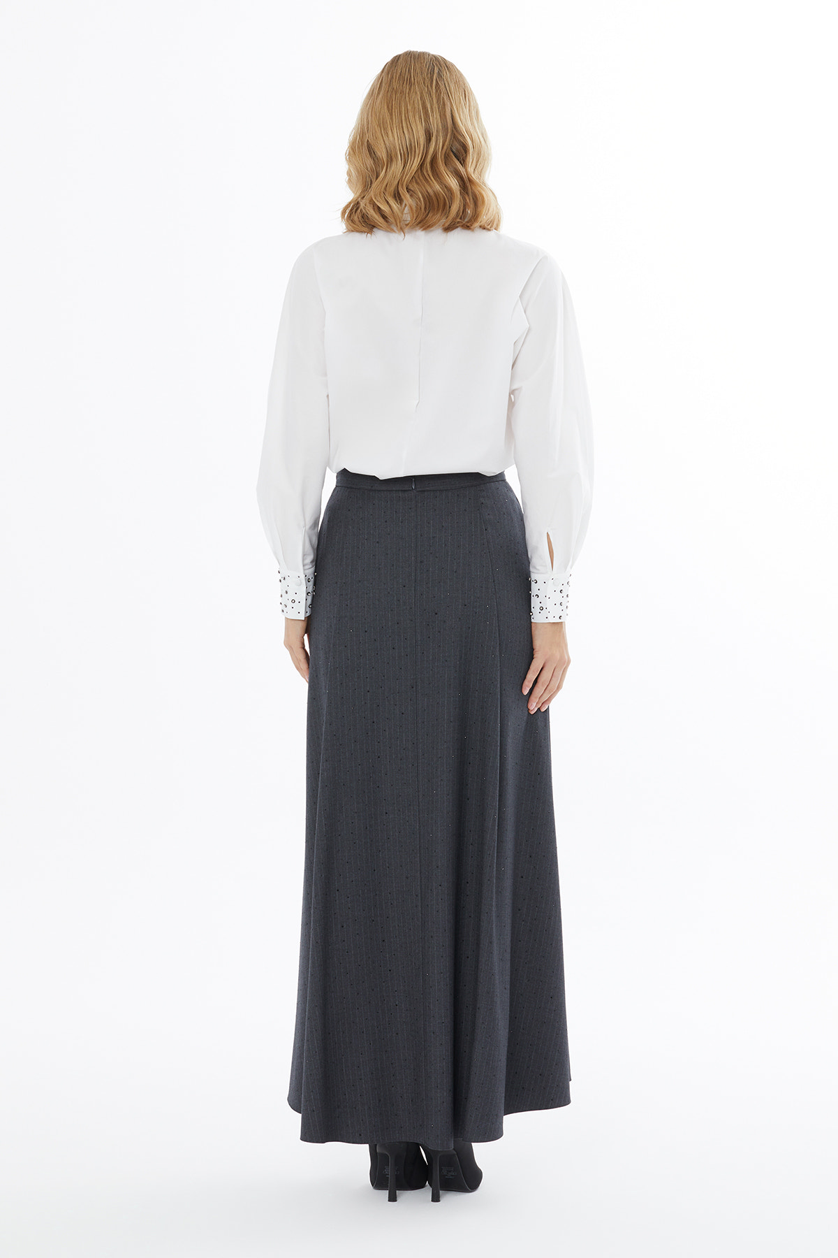 Arka Ortadan Fermuarlı Kloş Etek