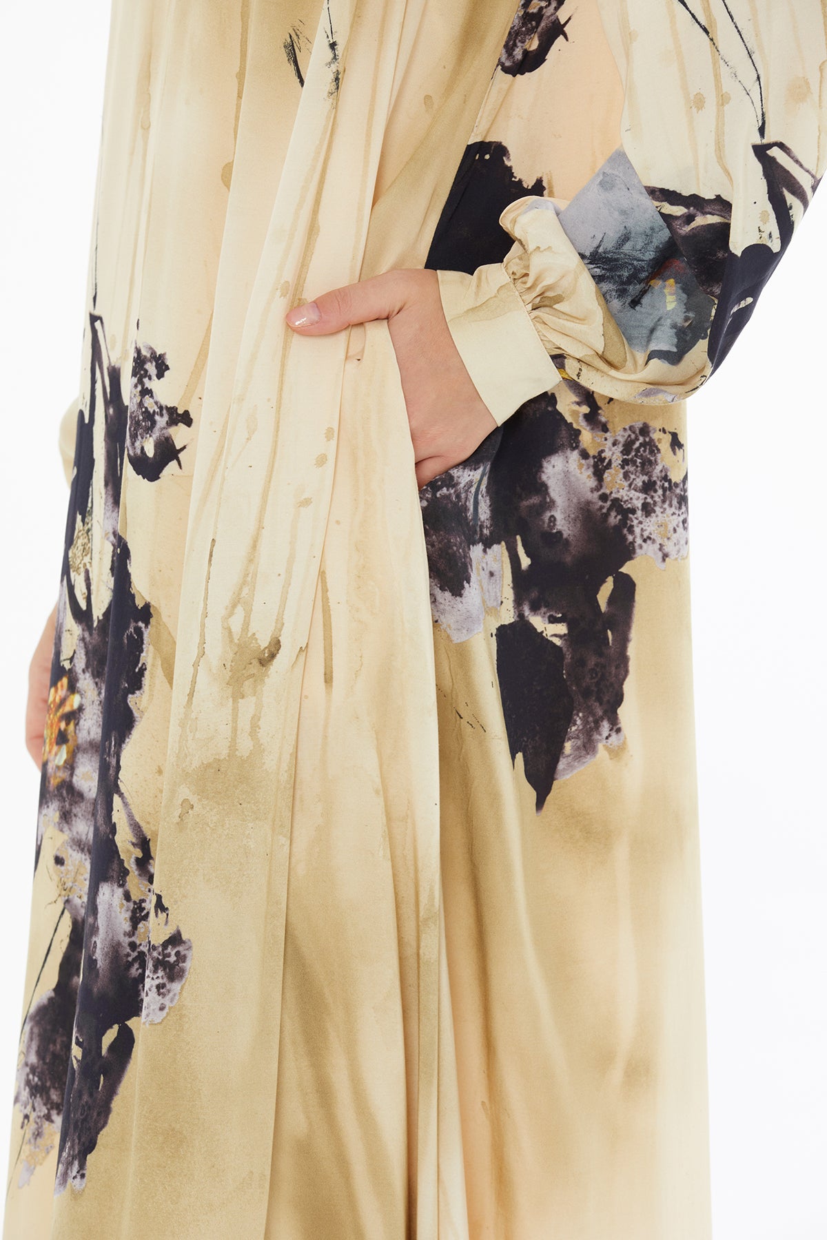 Yuvarlak Yaka Fermuar Kapamalı Uzun Kol Uzun Elbise