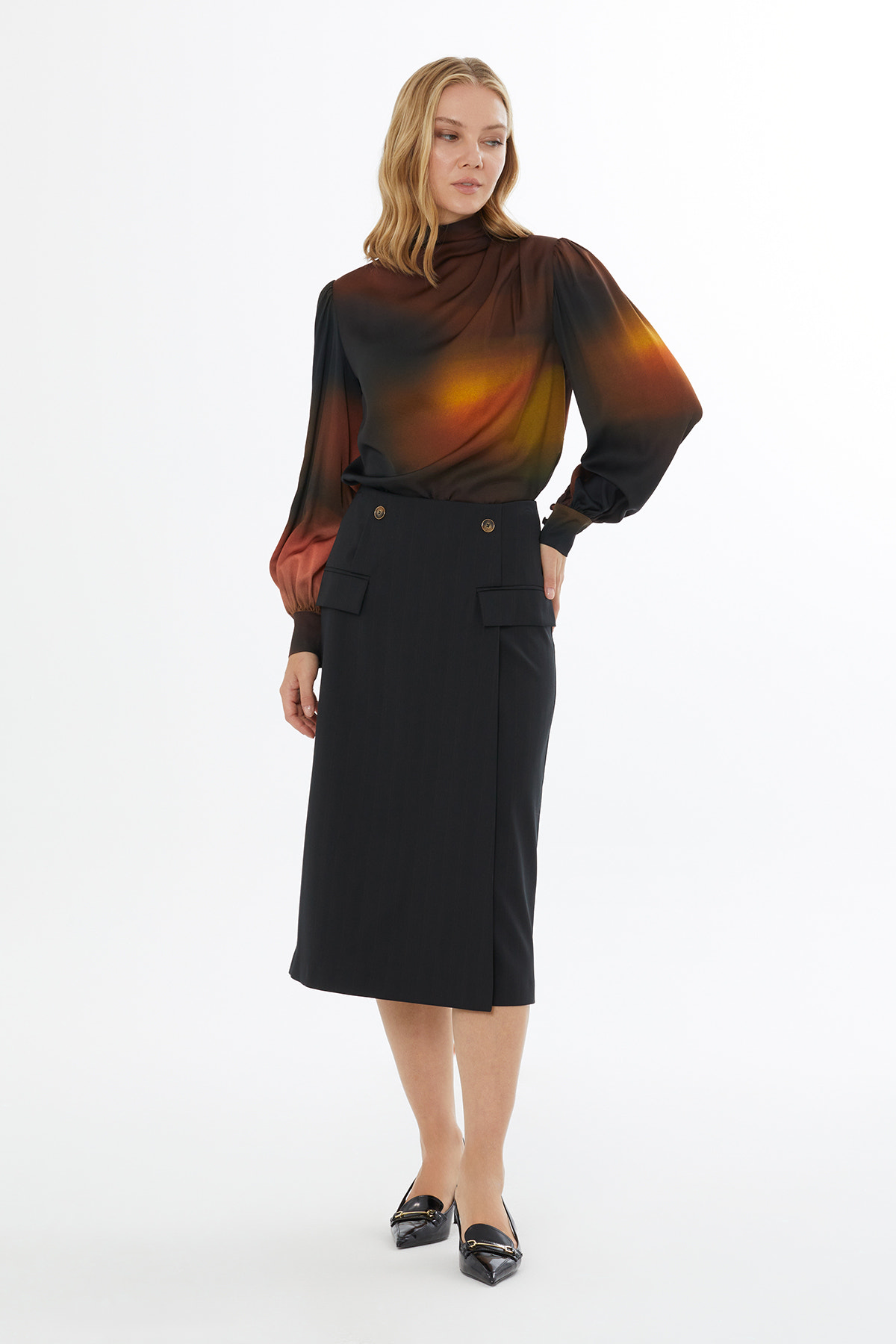 Fermuar Kapamalı Cepli Etek