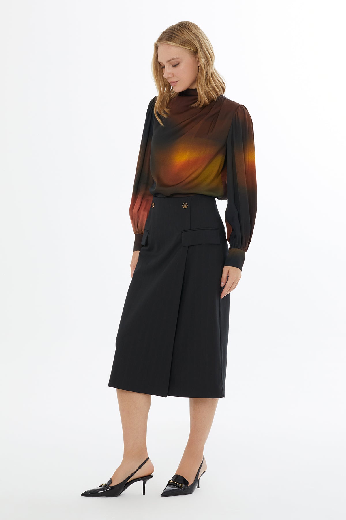 Fermuar Kapamalı Cepli Etek