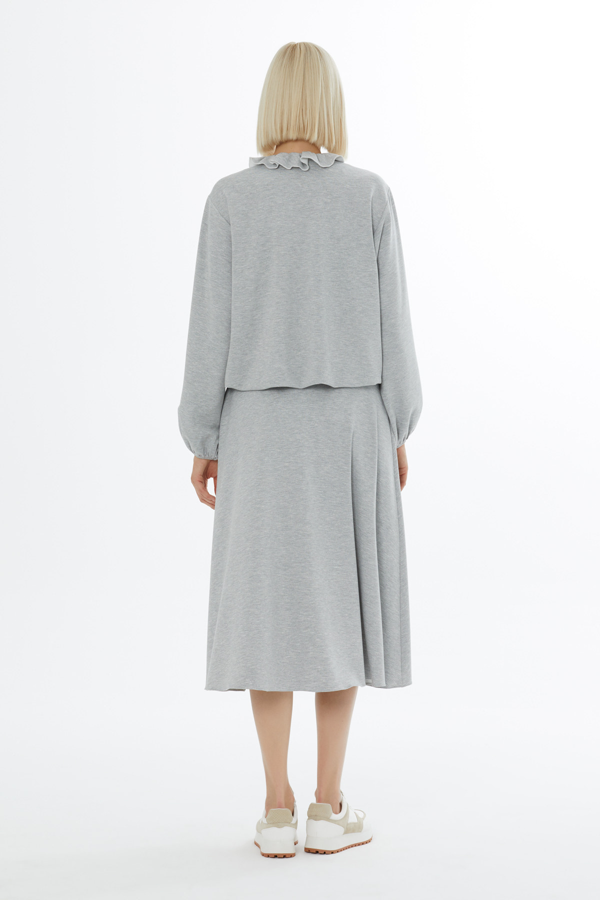 Fermuar Kapamalı Önü Fırfırlı Hırka Ve Pileli Etekli Takım