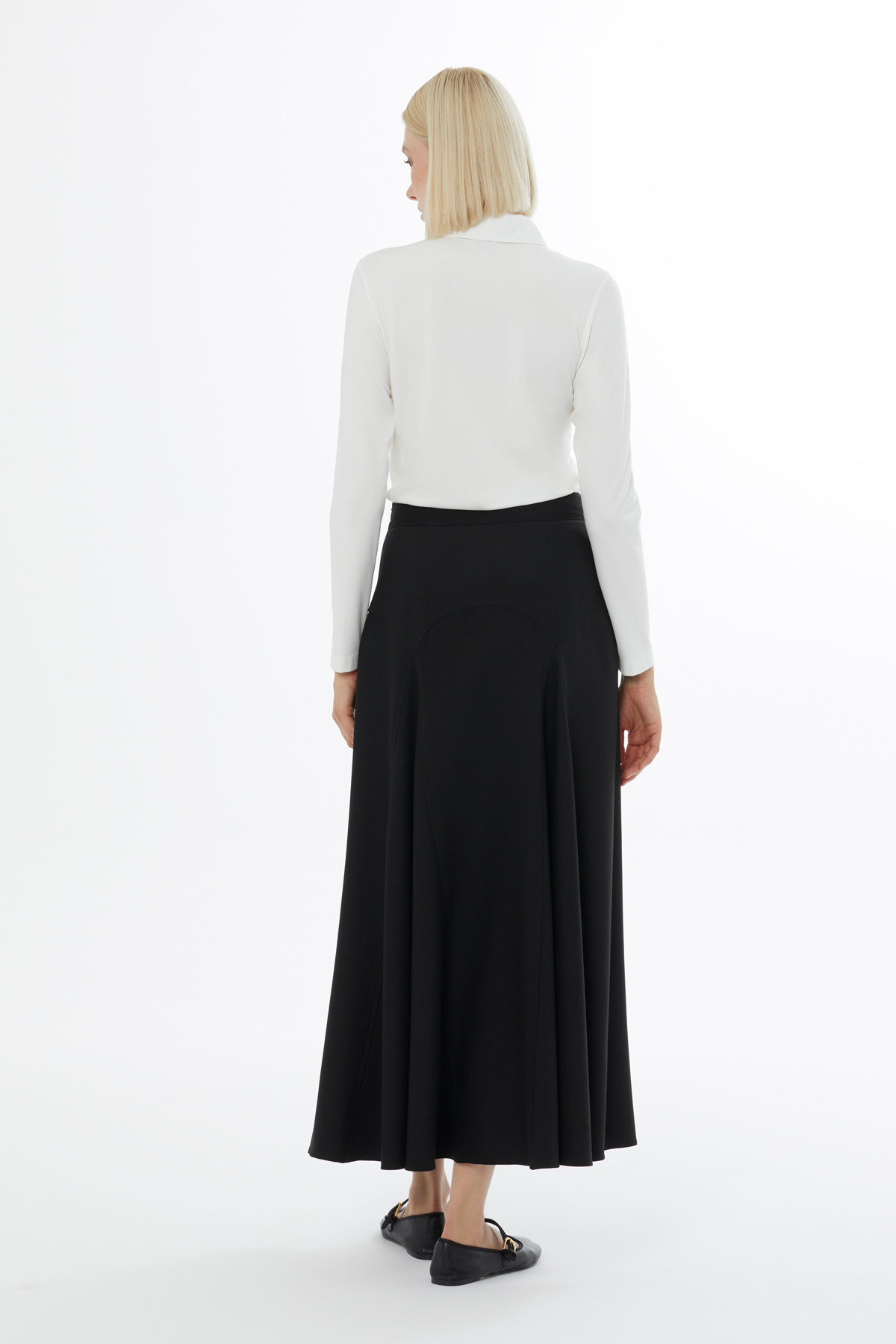 Korsajlı Yandan Gizli Fermuarlı Midi Boy Etek