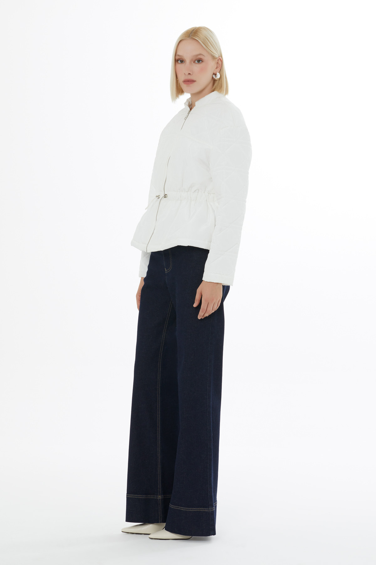 Fermuar Kapamalı Lastikli Kapitone Mont