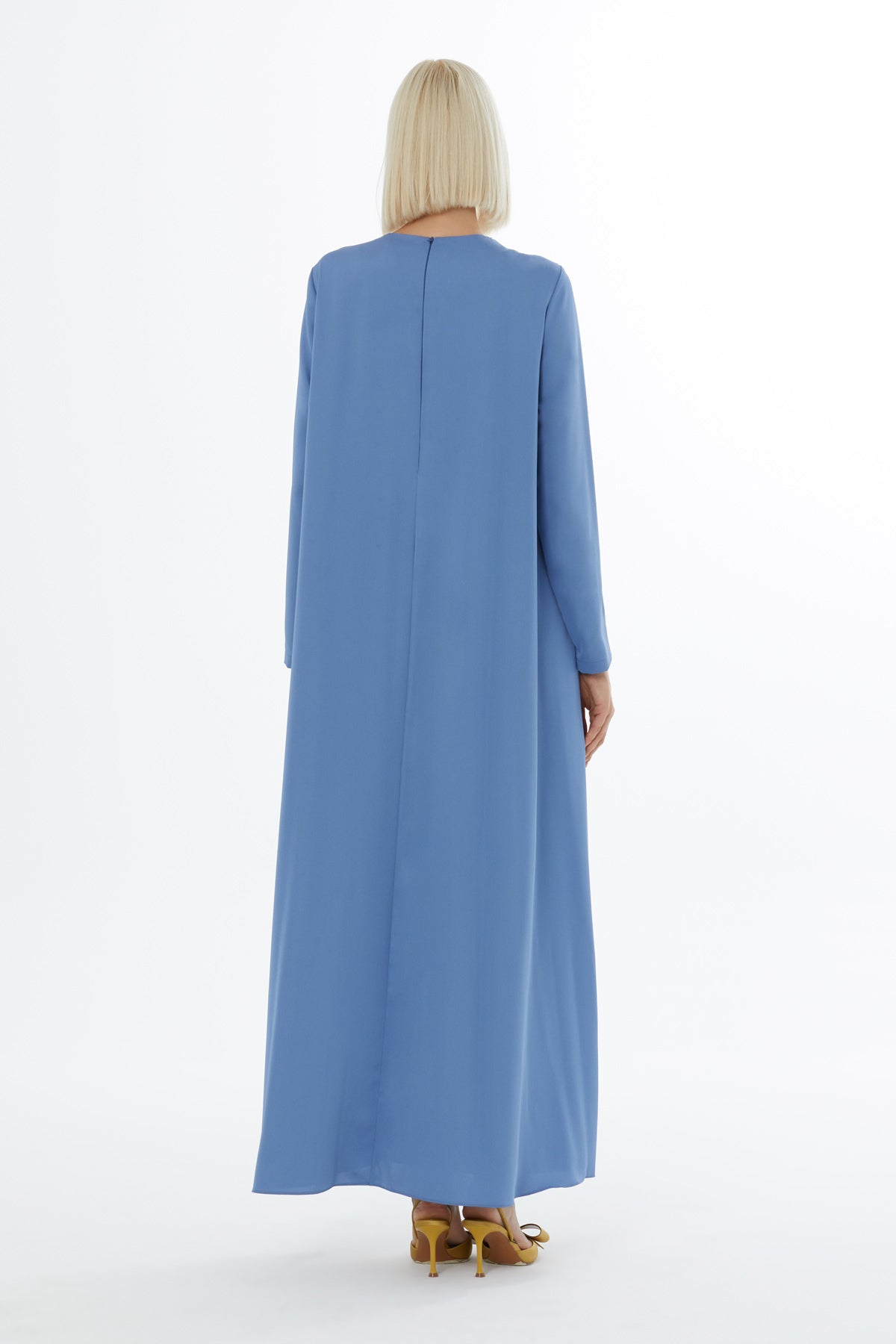 Yakası Taş İşleme Detaylı Maxi Boy Abiye Elbise