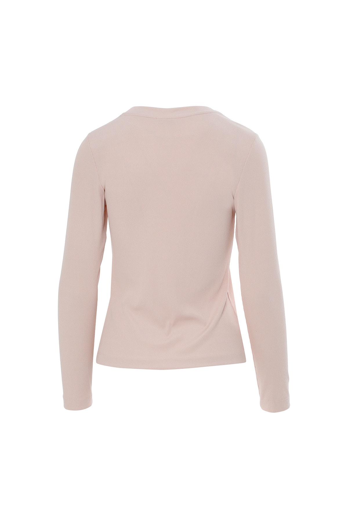 Yakası İşlemeli Bisiklet Yaka Pembe T-Shirt