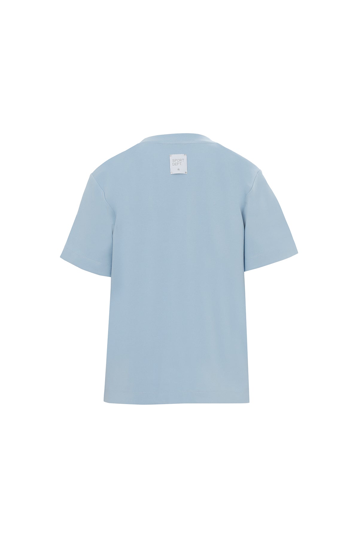 Önü Taşlı Arka Beden Etiket Detaylı Mavi T-Shirt