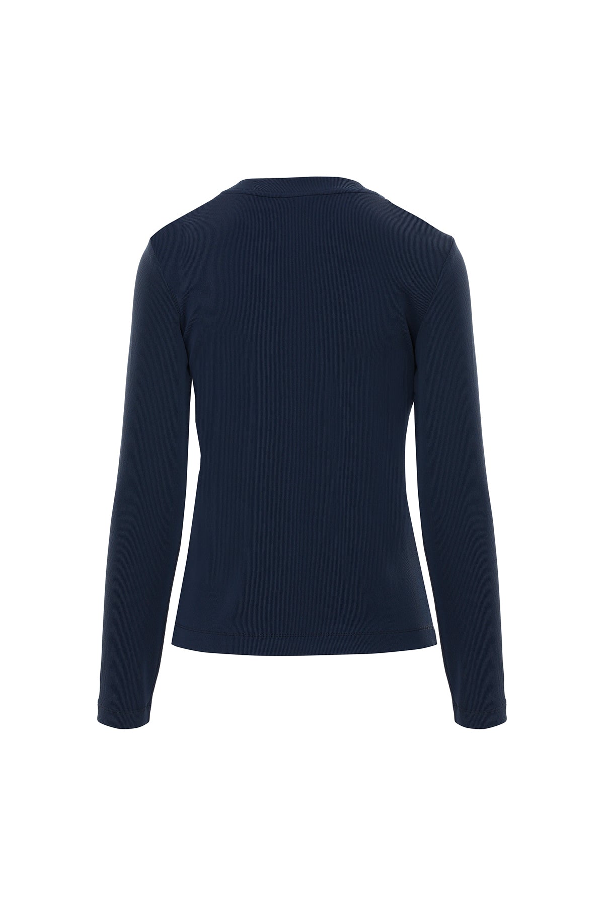 Kol Ucu Etiket Detaylı Yakası Taşlı Lacivert T-Shirt