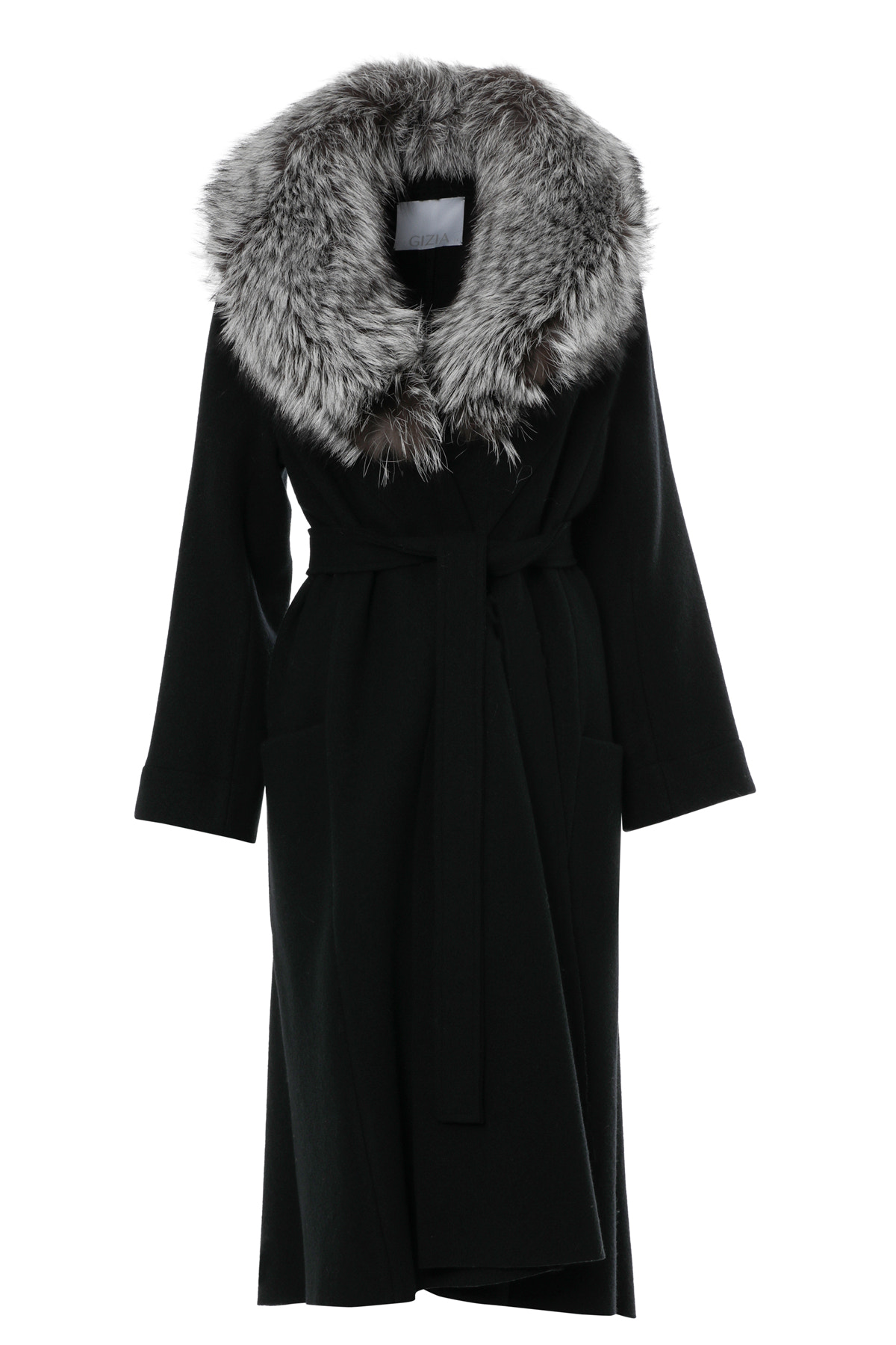 Kürk Detaylı Siyah Kaban