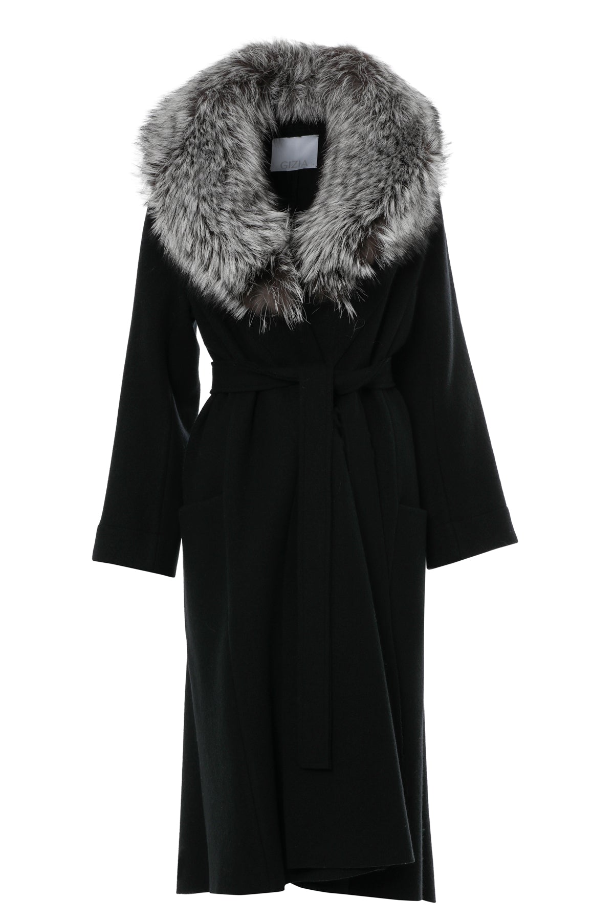 Kürk Detaylı Siyah Kaban