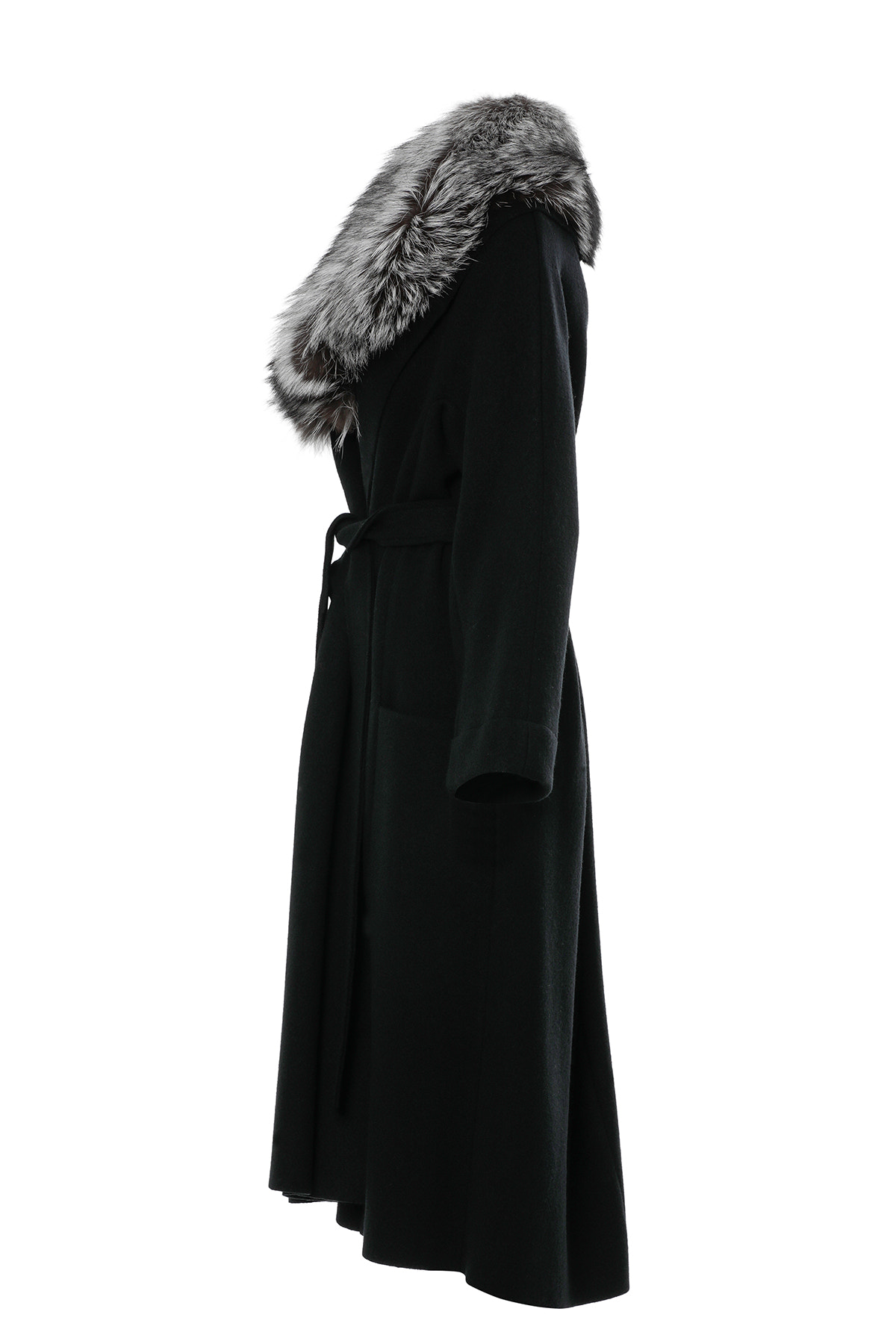 Kürk Detaylı Siyah Kaban