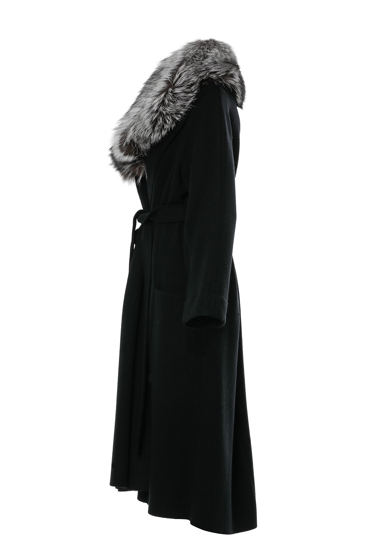 Kürk Detaylı Siyah Kaban